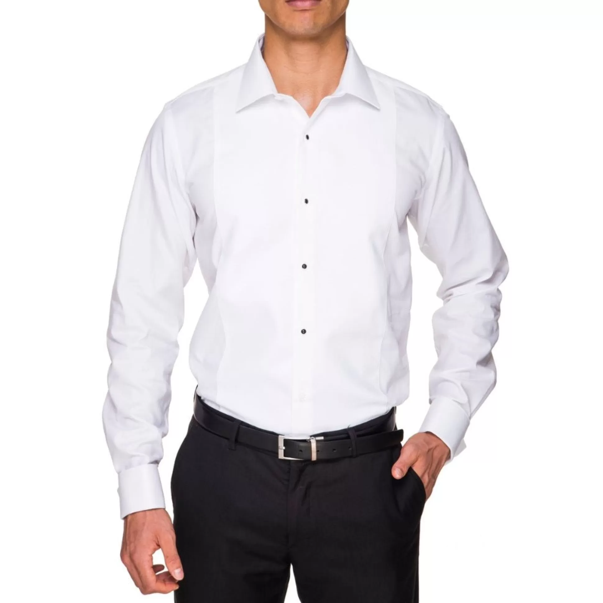 Hot Henry Bucks ABELARD Marcella Stud Front Peak Collar Dinner Shirt WHITE WHITE DC-SLIM FIT