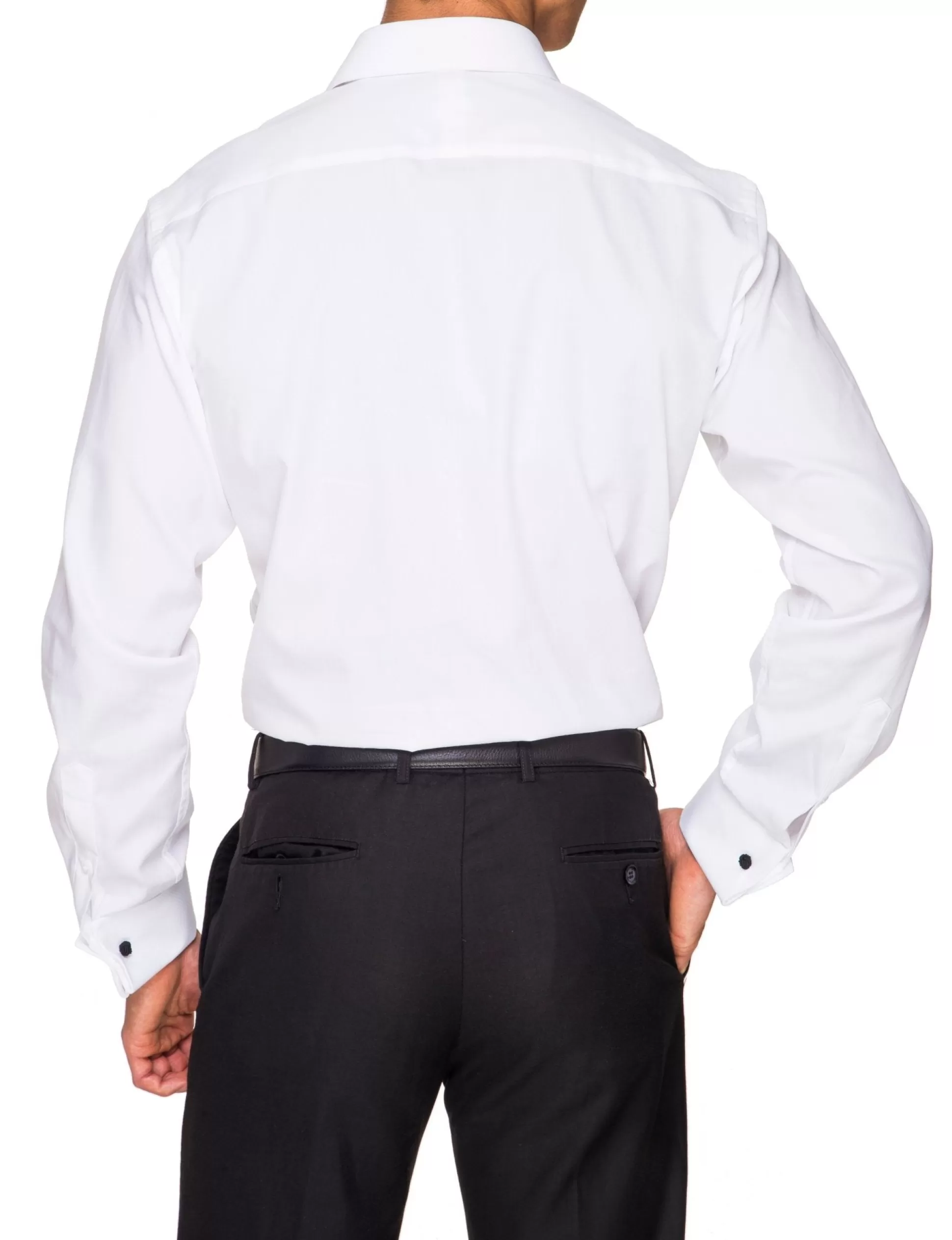 Hot Henry Bucks ABELARD Marcella Stud Front Peak Collar Dinner Shirt WHITE WHITE DC- CLASSIC FIT