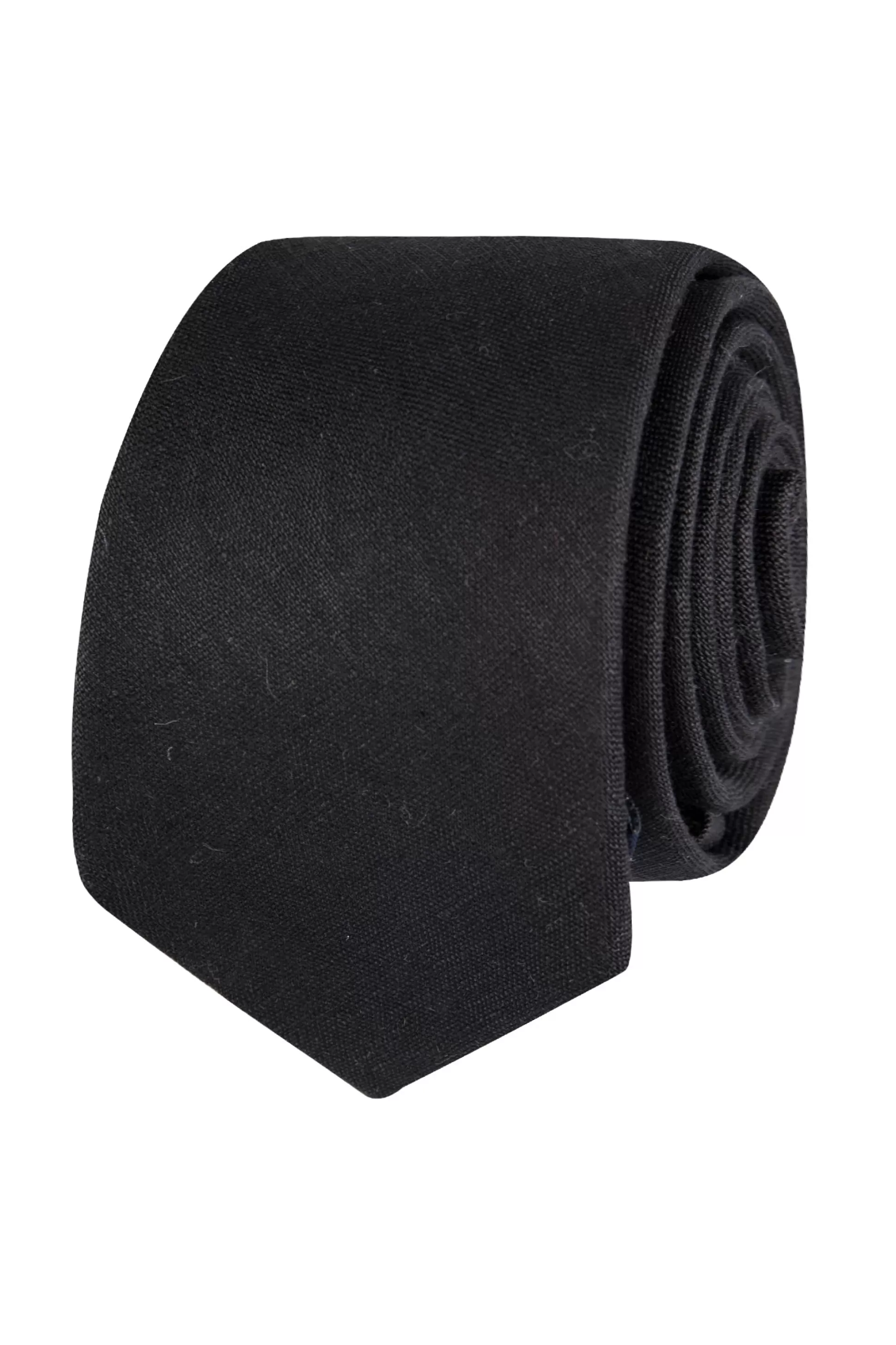 Shop Henry Bucks ABELARD Plain Linen Tie BLACK