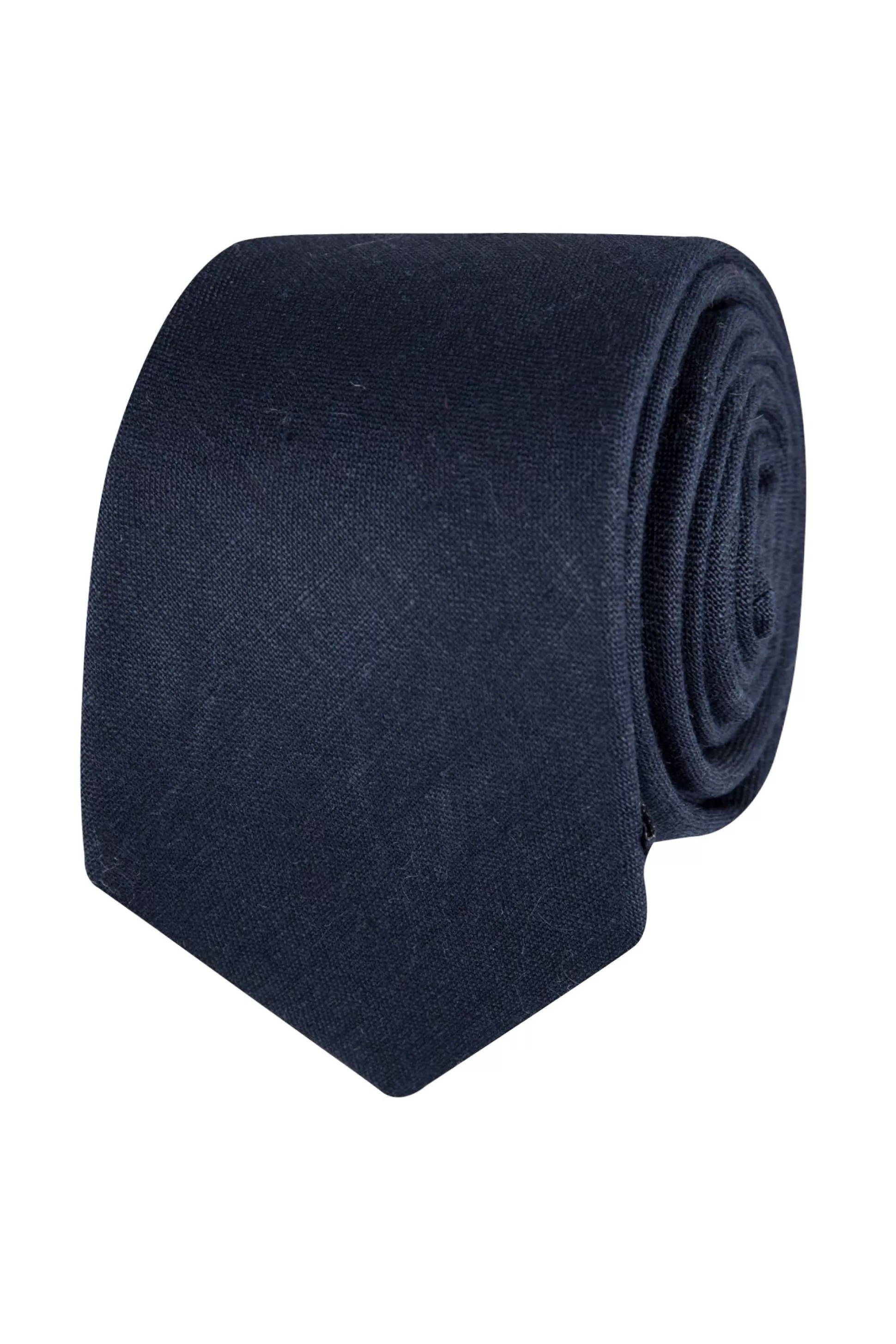 Best Henry Bucks ABELARD Plain Linen Tie NAVY