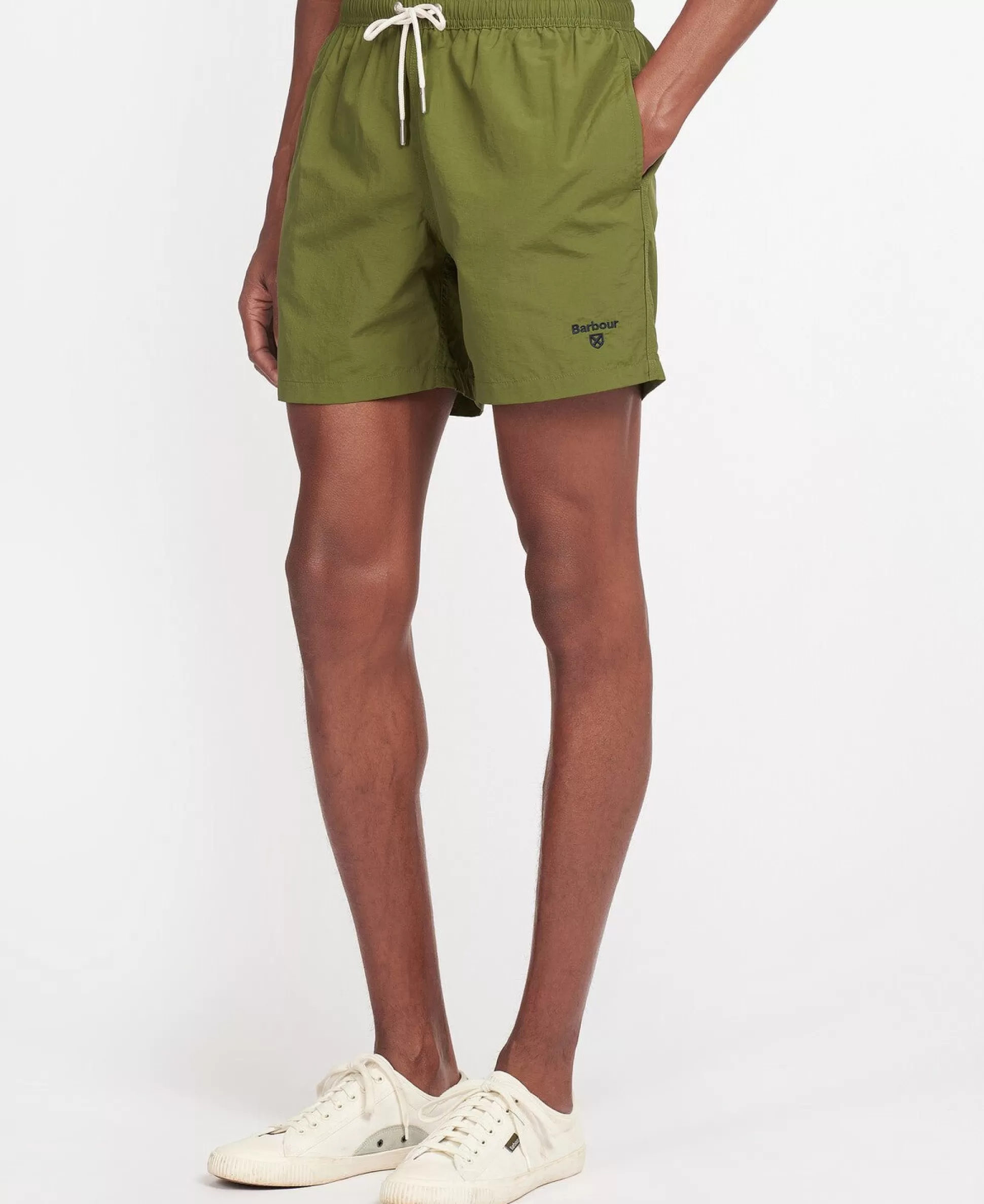 Clearance Henry Bucks BARBOUR Essential Logo Swim Shorts OLIVE