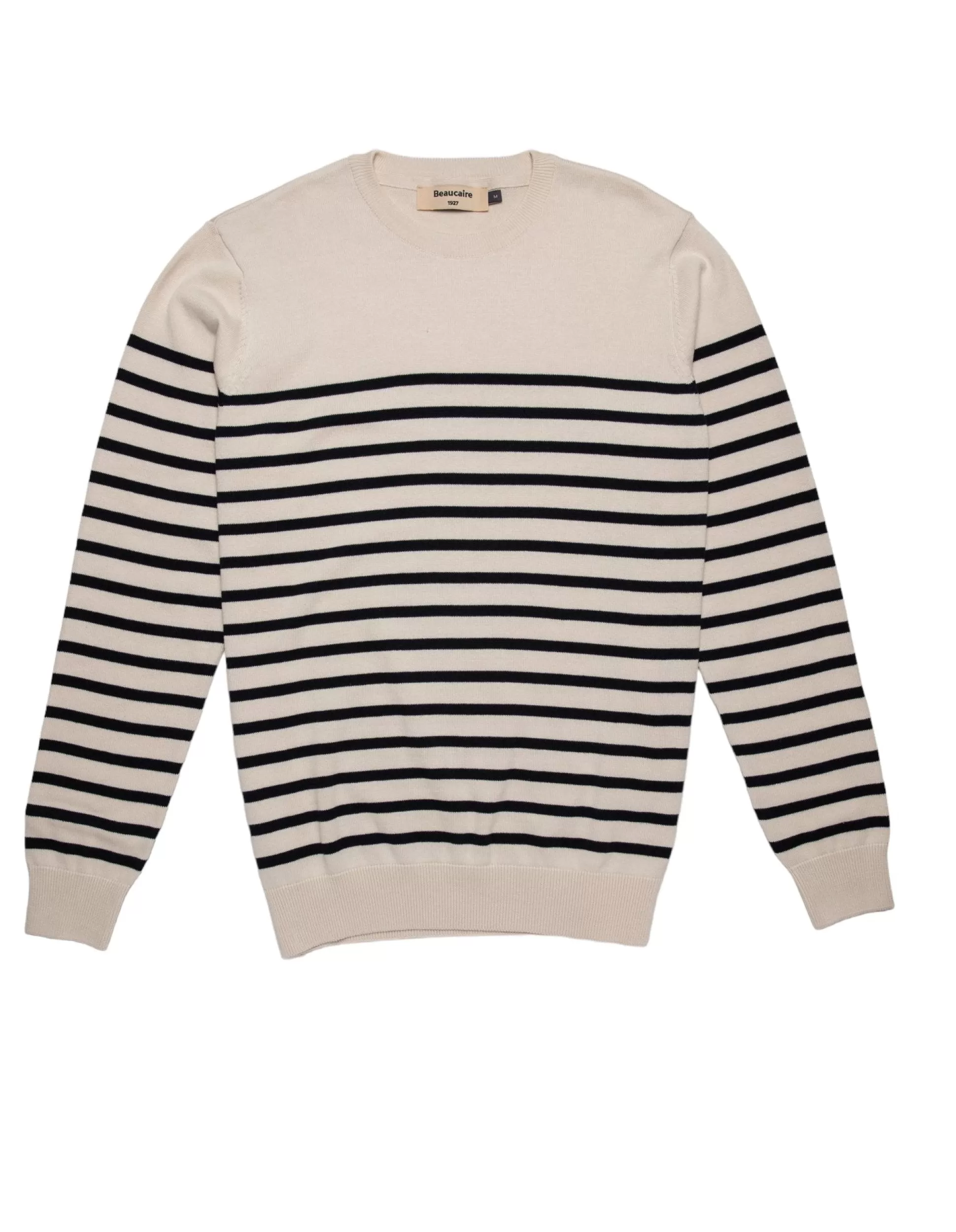 Discount Henry Bucks BEAUCAIRE Cotton Breton Stripe Sweater ECRU