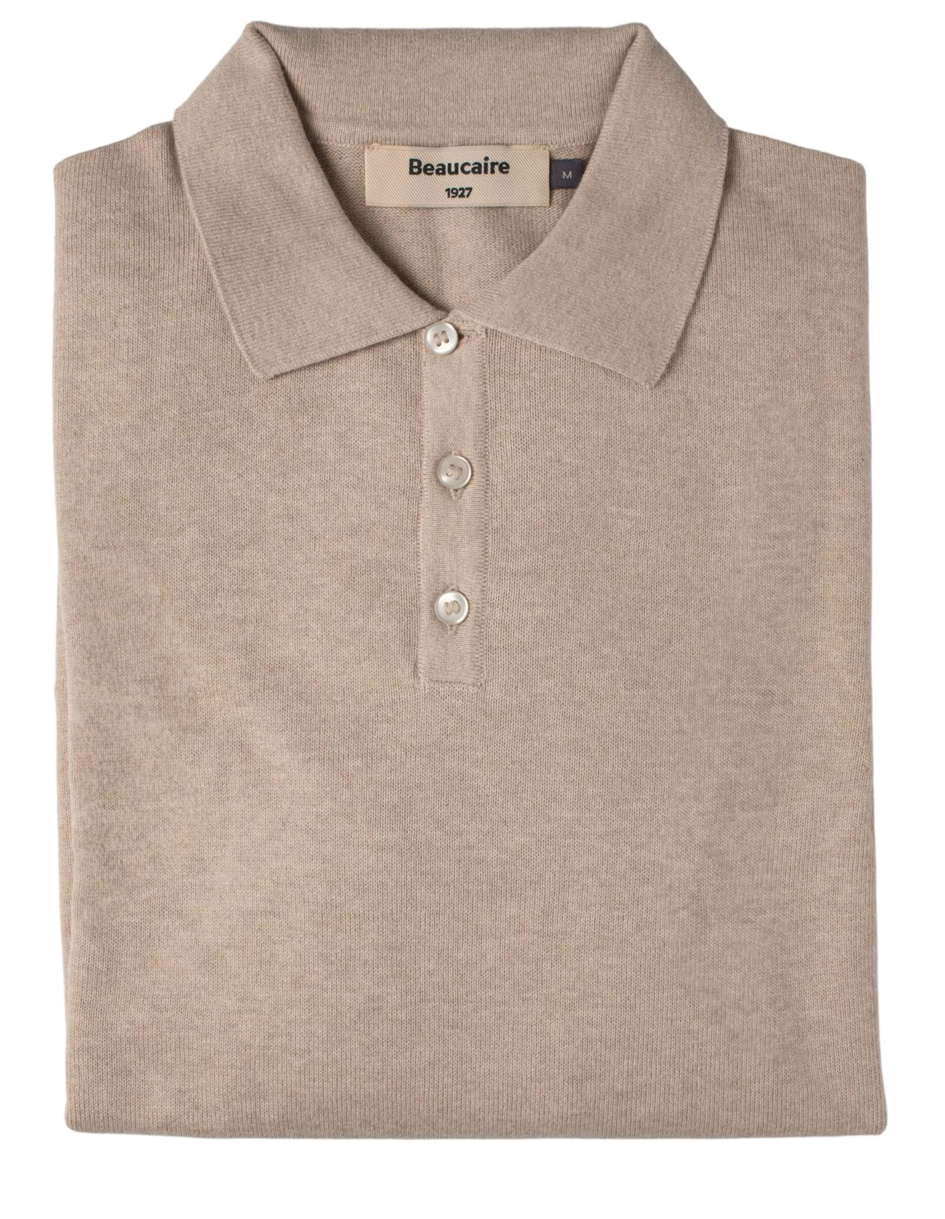 Best Sale Henry Bucks BEAUCAIRE Cotton Knitted Long Sleeve Polo SAND