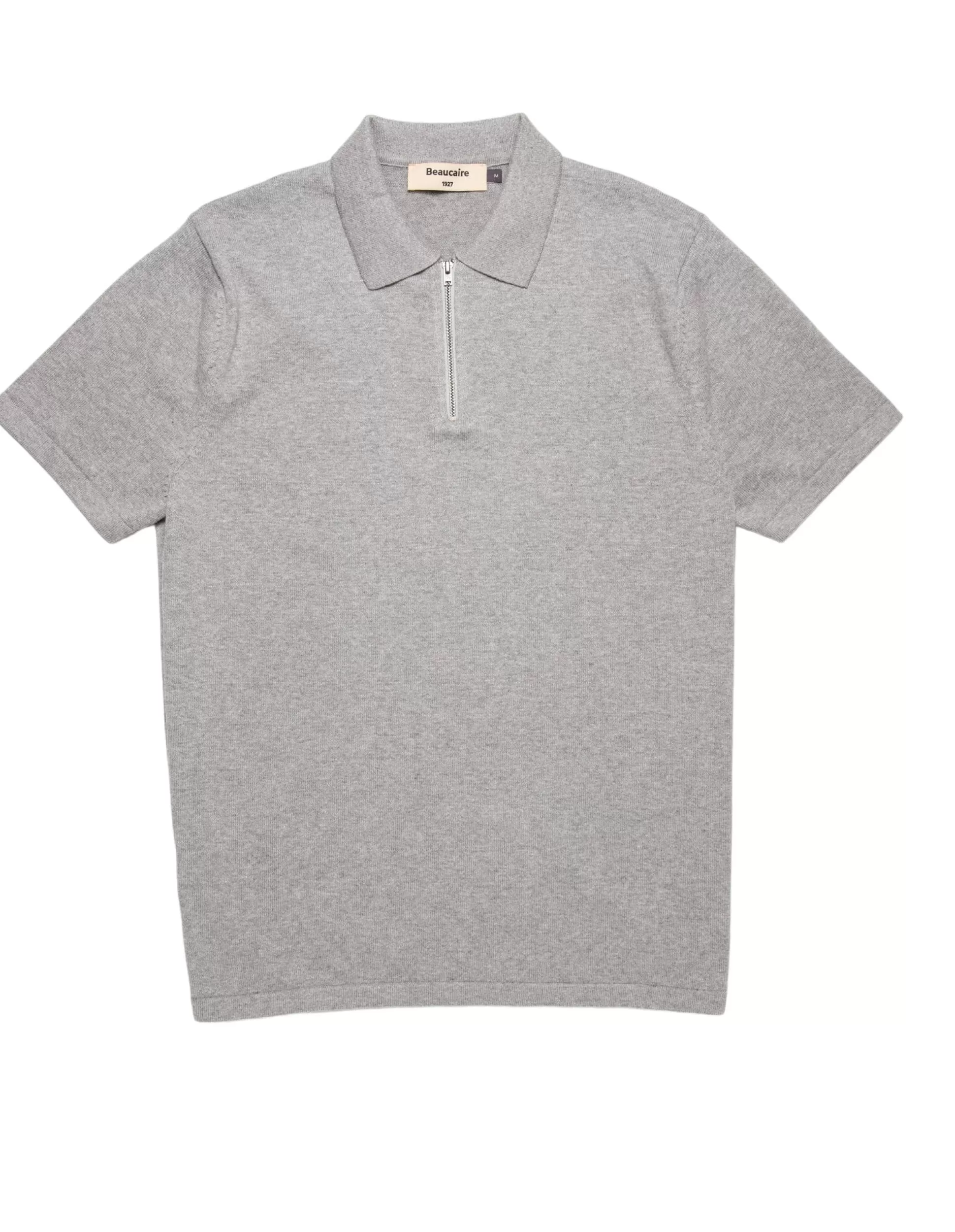 Online Henry Bucks BEAUCAIRE Cotton Zip Neck Short Sleeve Polo MID GREY