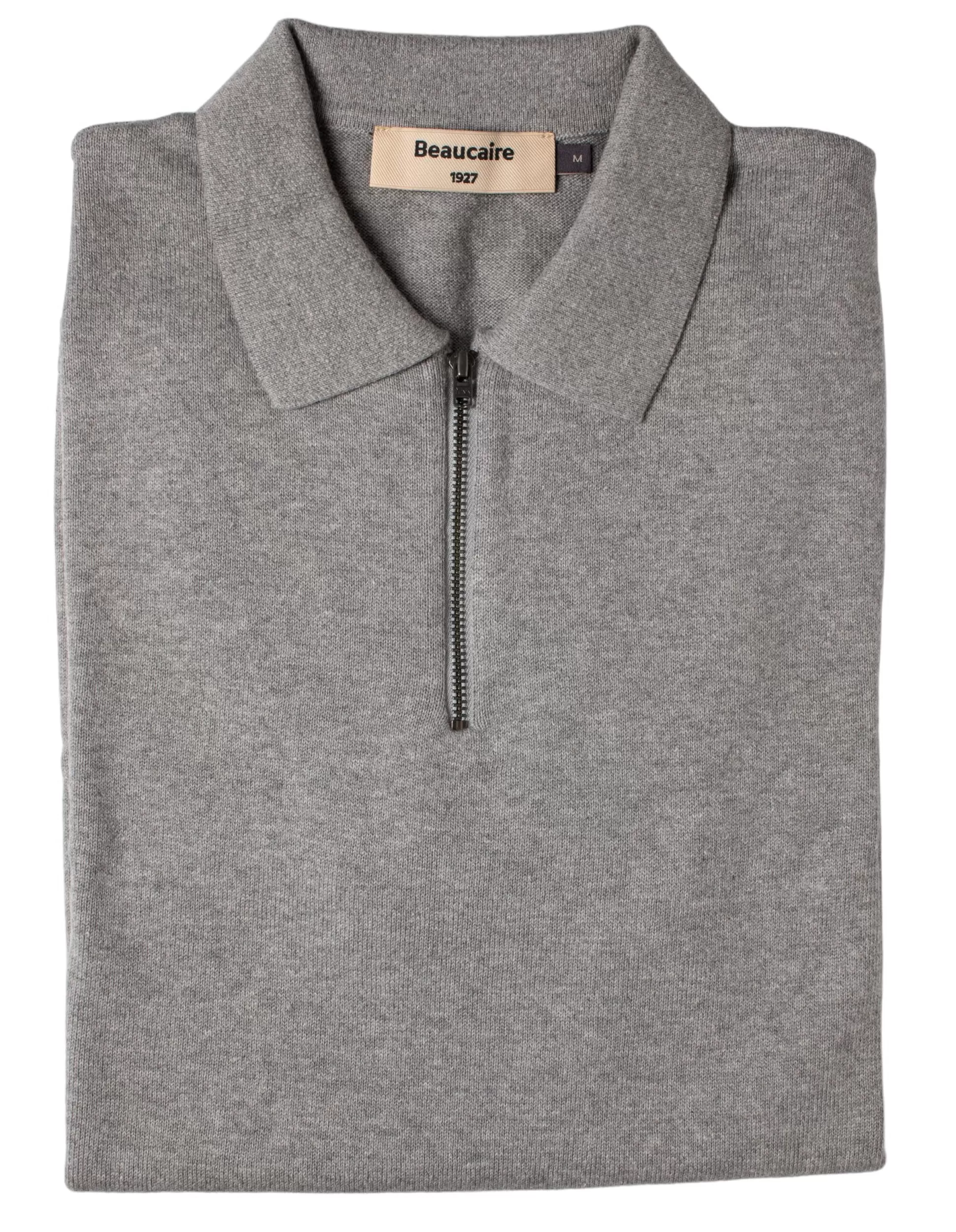 Online Henry Bucks BEAUCAIRE Cotton Zip Neck Short Sleeve Polo MID GREY