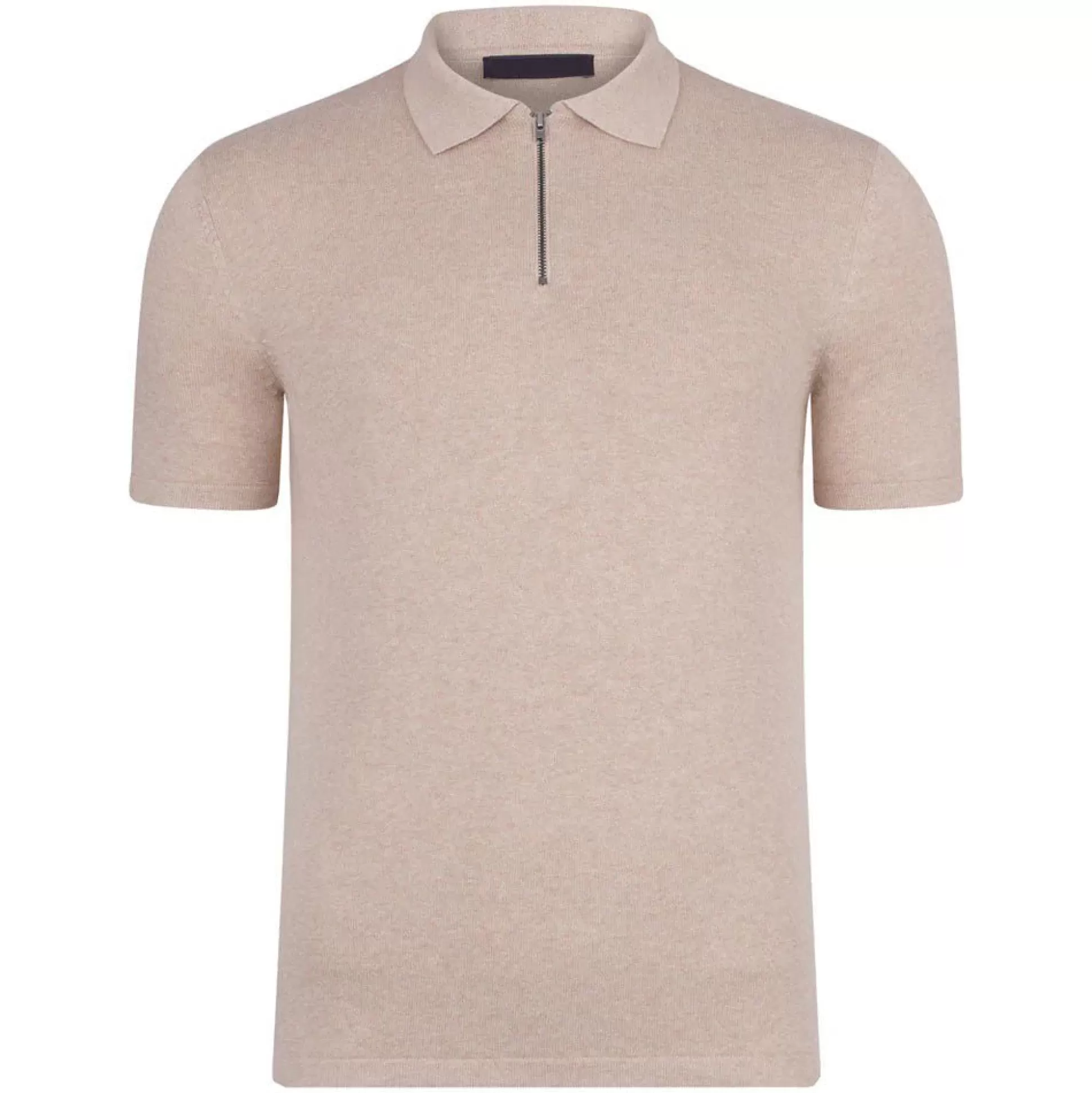 Flash Sale Henry Bucks BEAUCAIRE Cotton Zip Neck Short Sleeve Polo SAND