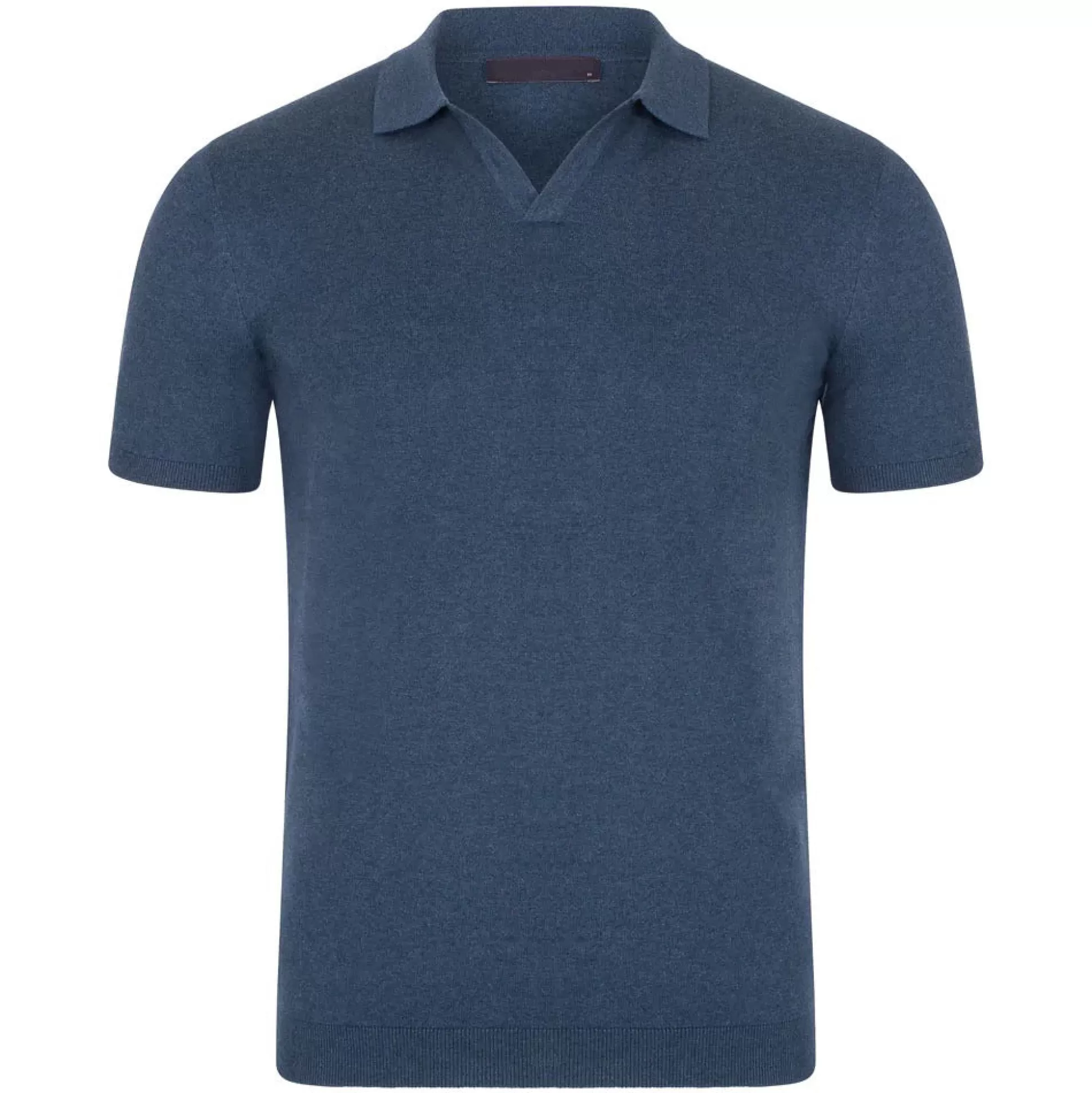 Flash Sale Henry Bucks BEAUCAIRE Ultra Fine Cotton Buttonless Polo BLUE MELANGE