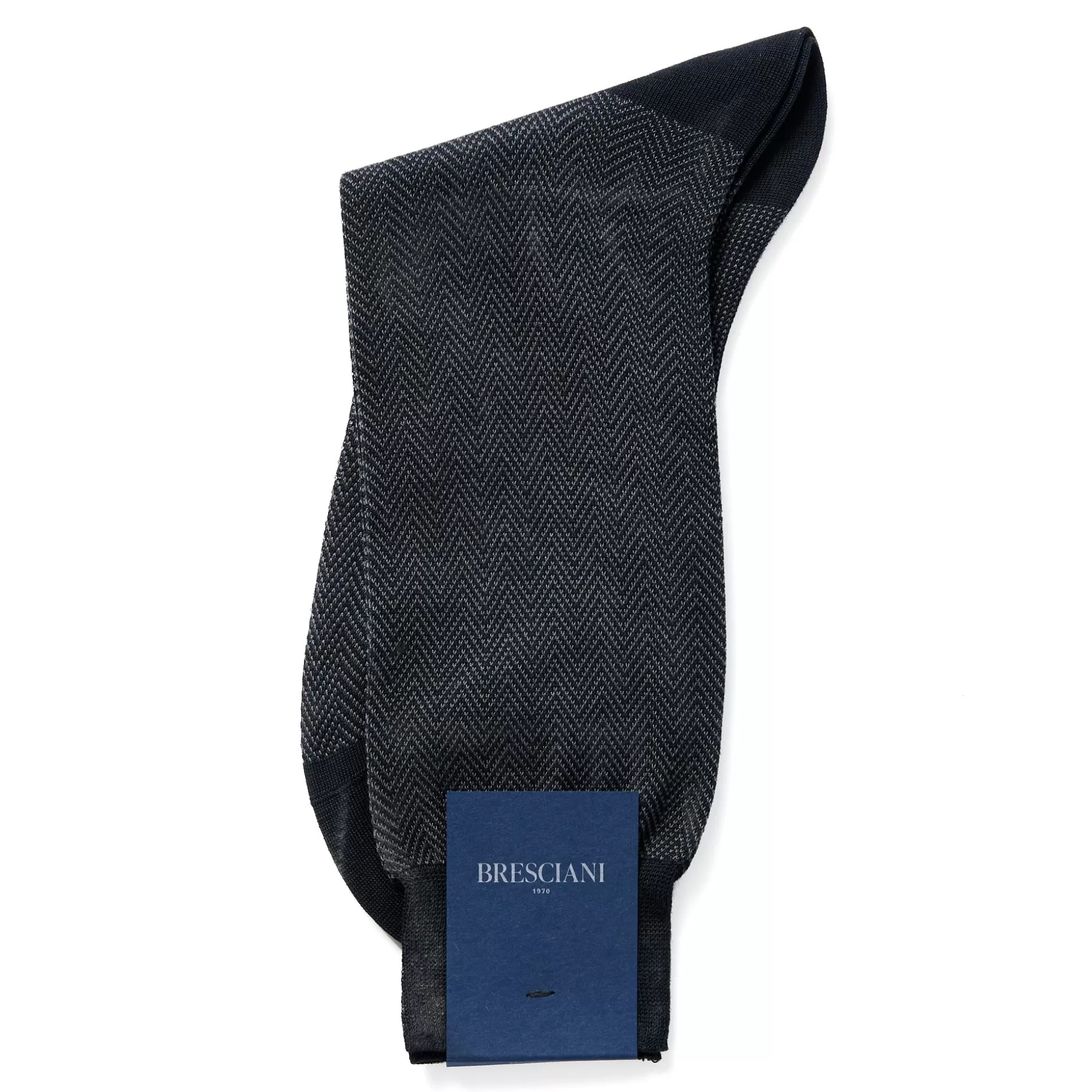 Shop Henry Bucks BRESCIANI Herringbone Ribbed Socks GREY