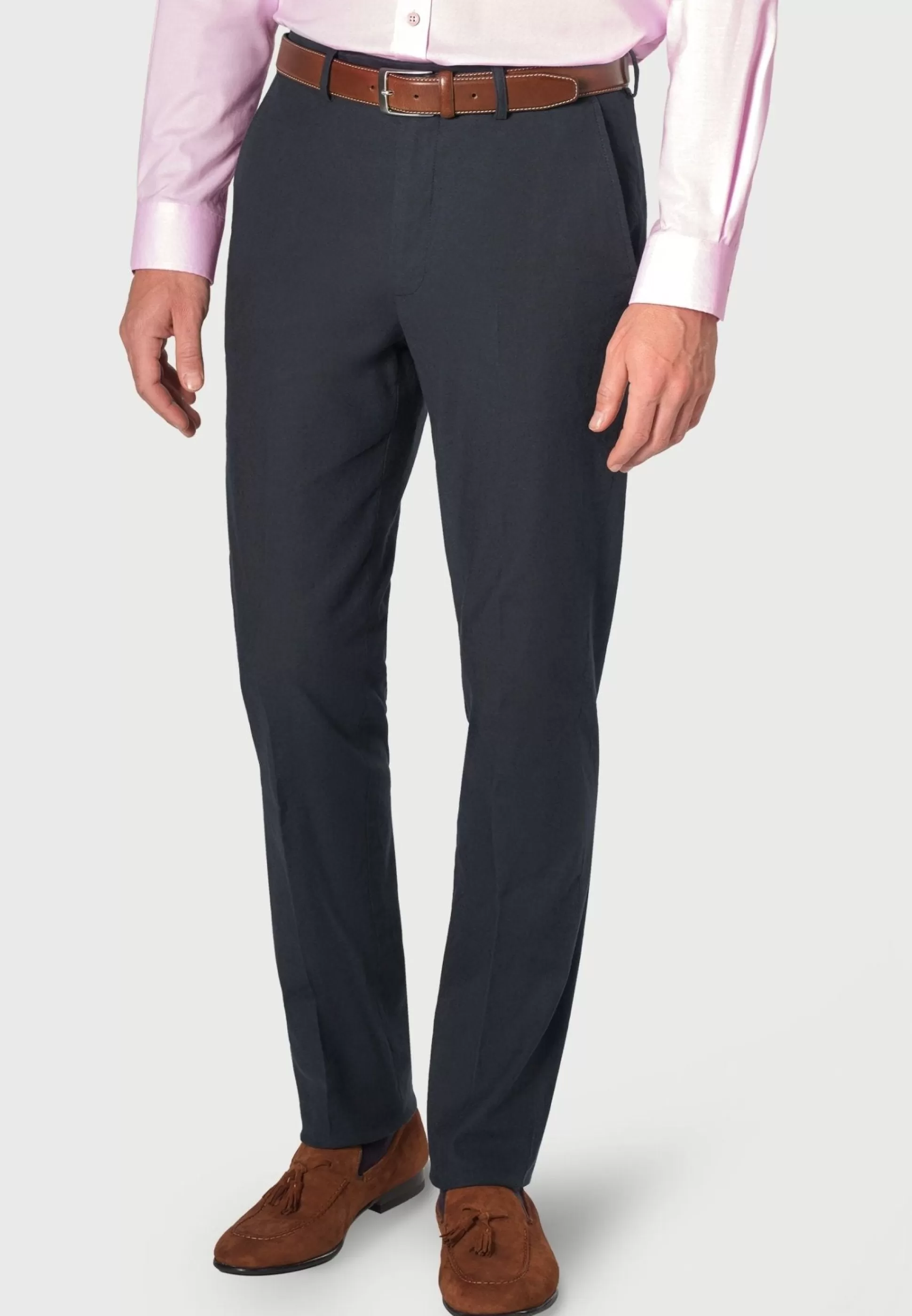 Sale Henry Bucks BROOK TAVERNER Amiss Linen Stretch Trouser NAVY REG