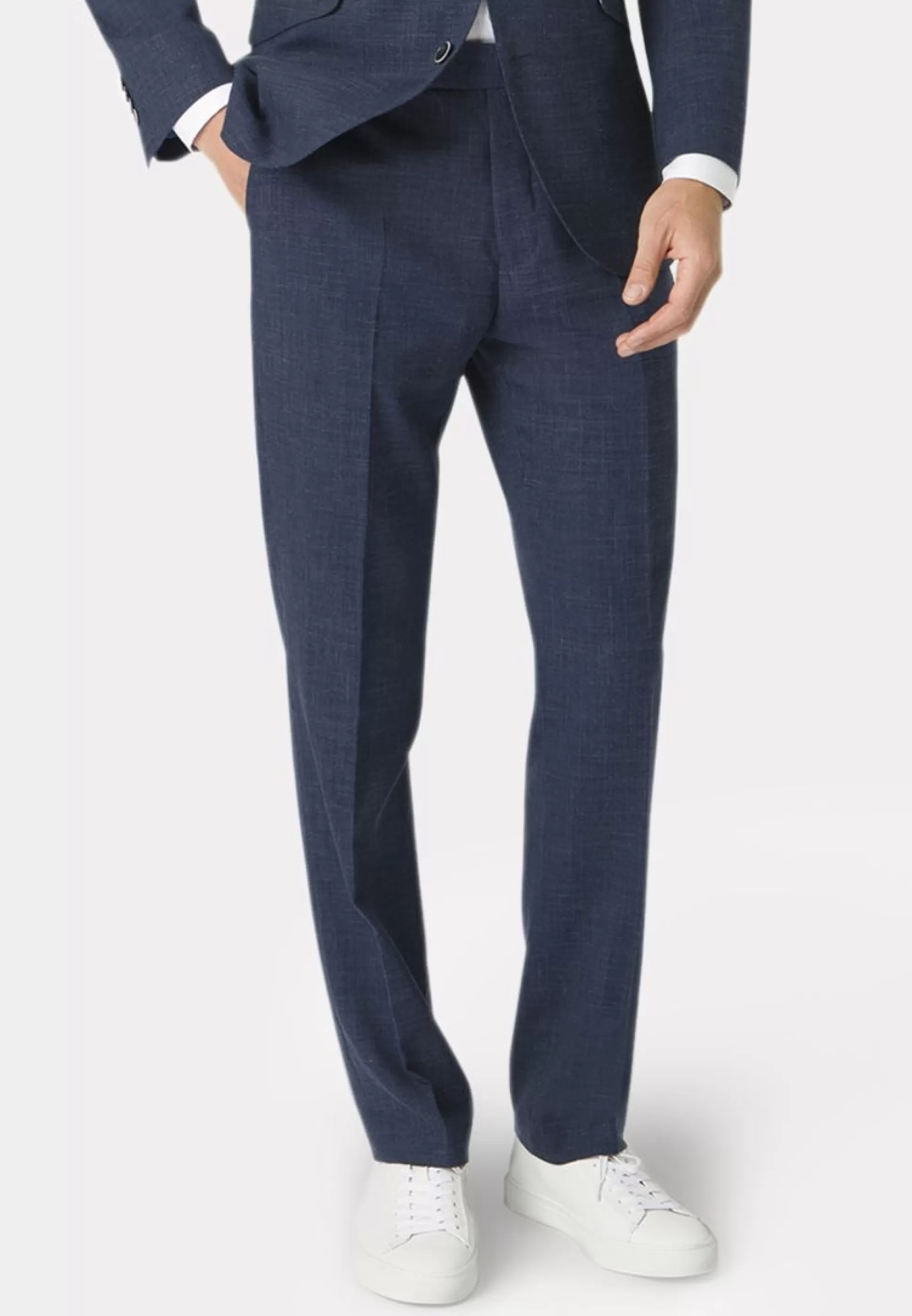 Best Sale Henry Bucks BROOK TAVERNER Constable Linen Mix Trouser NAVY REG