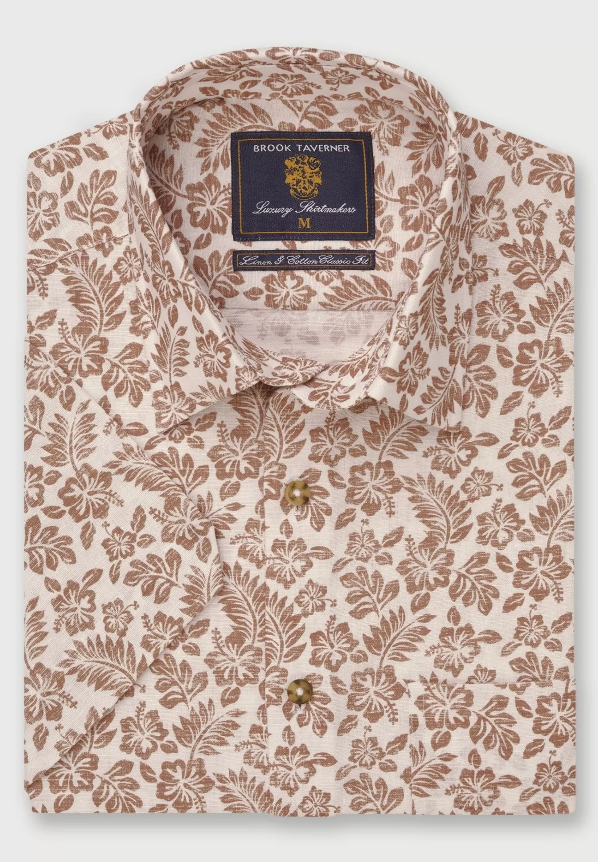 Outlet Henry Bucks BROOK TAVERNER Floral Short Sleeve Shirt OCHRE