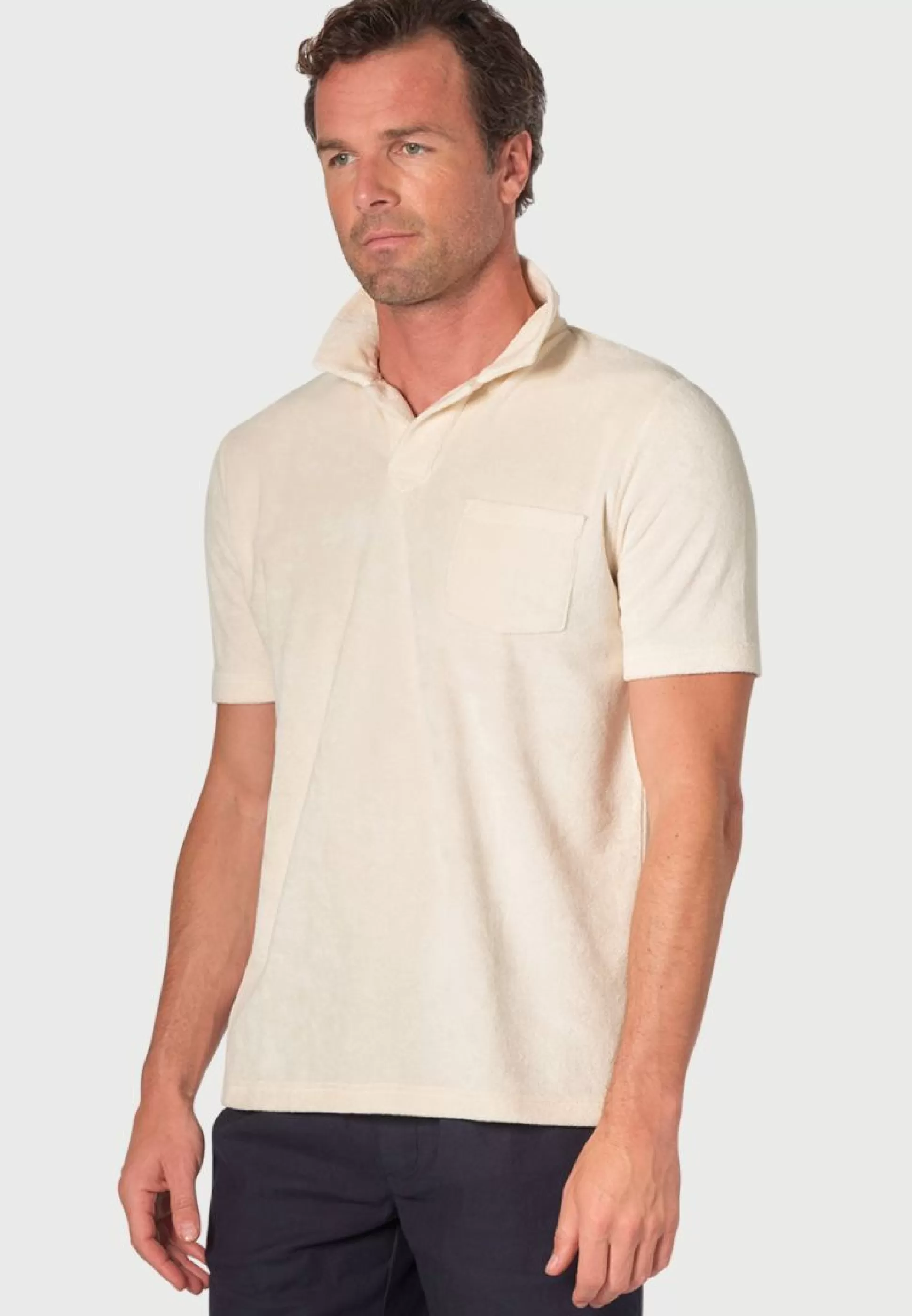 Best Sale Henry Bucks BROOK TAVERNER Milton Terry Polo Shirt OFF WHITE