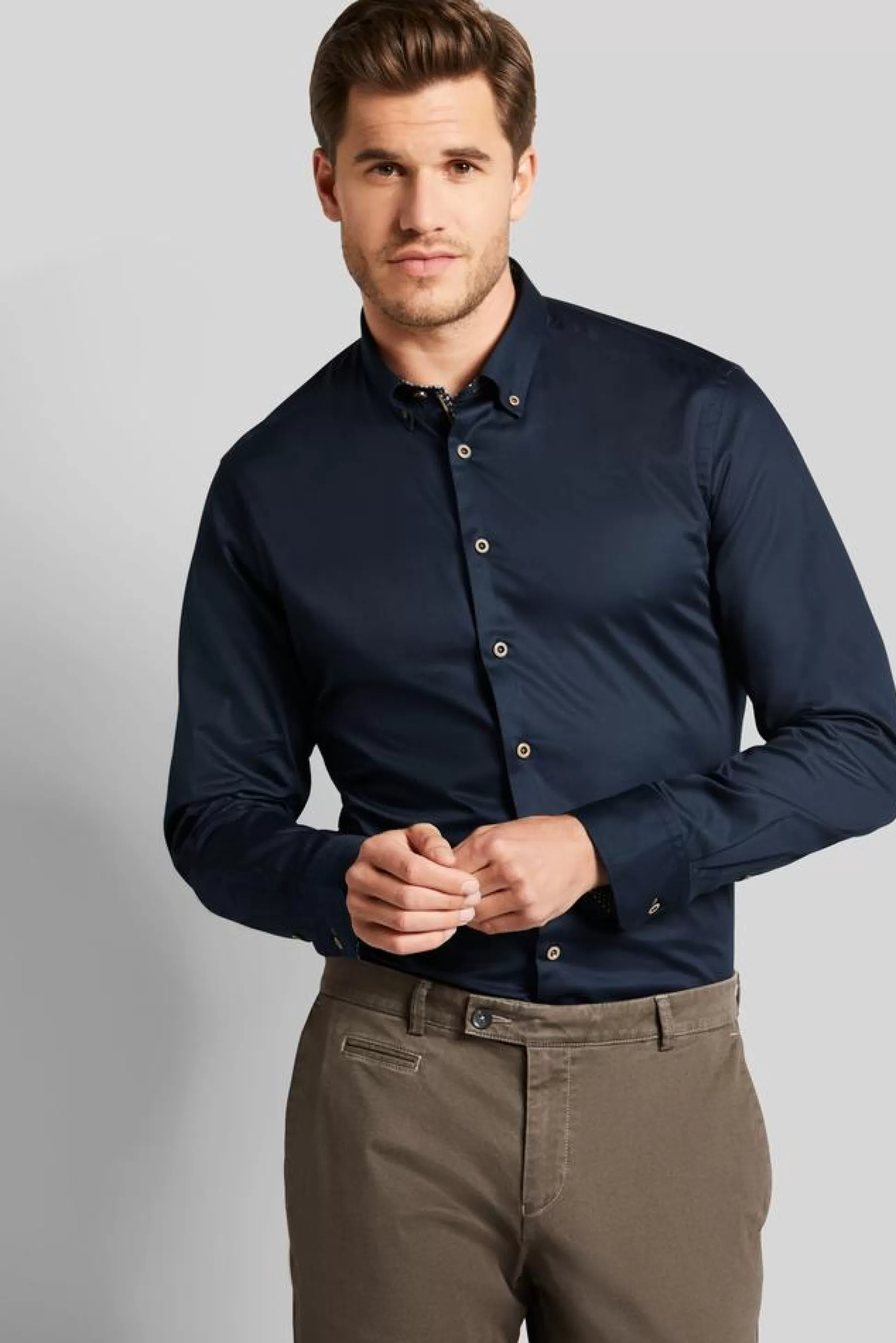 Best Henry Bucks BUGATTI Buttoned Long Sleeve Single Cuff Shirt DARK NAVY DARK NAVY SC