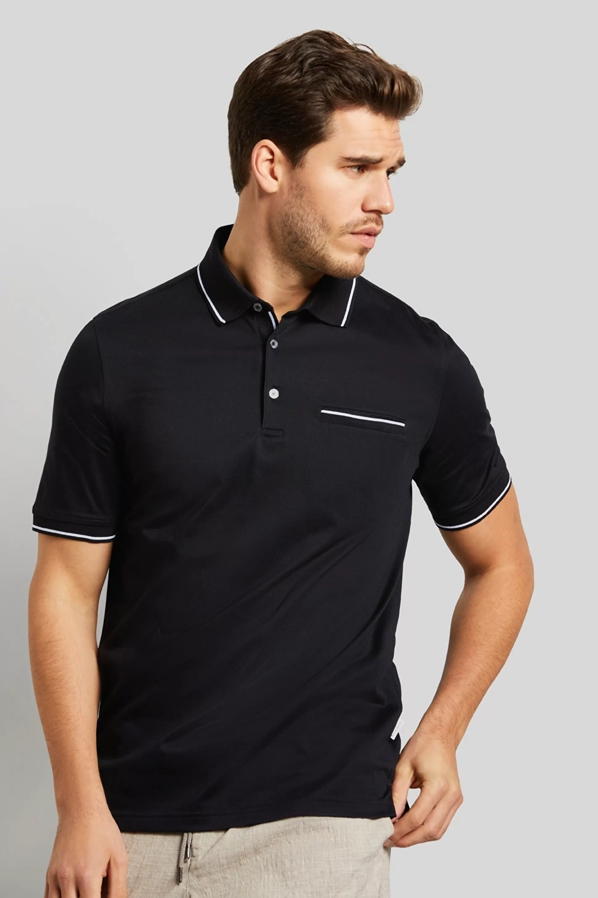 New Henry Bucks BUGATTI Classic Polo With Stripes NAVY