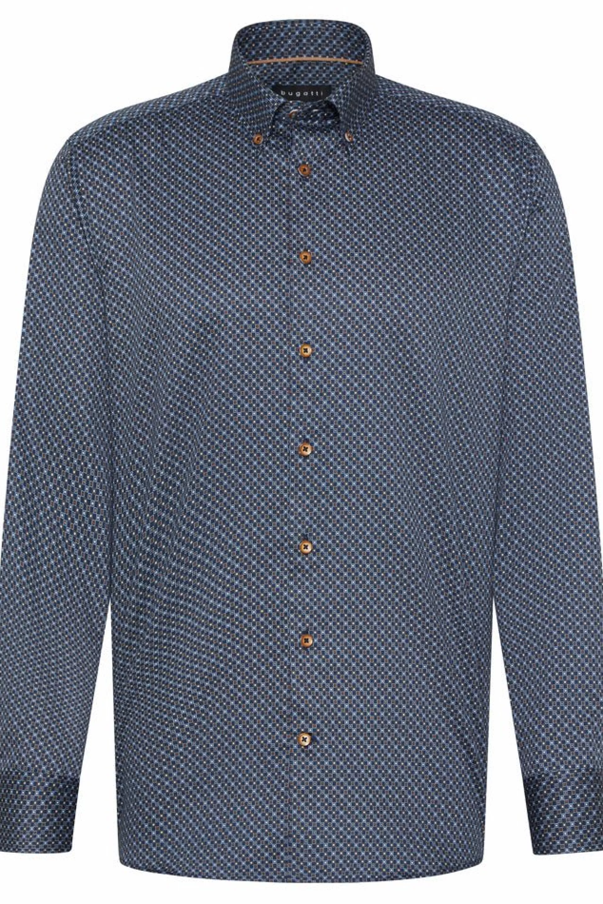 Flash Sale Henry Bucks BUGATTI Collared Long Sleeve Shirt BLUE GREY