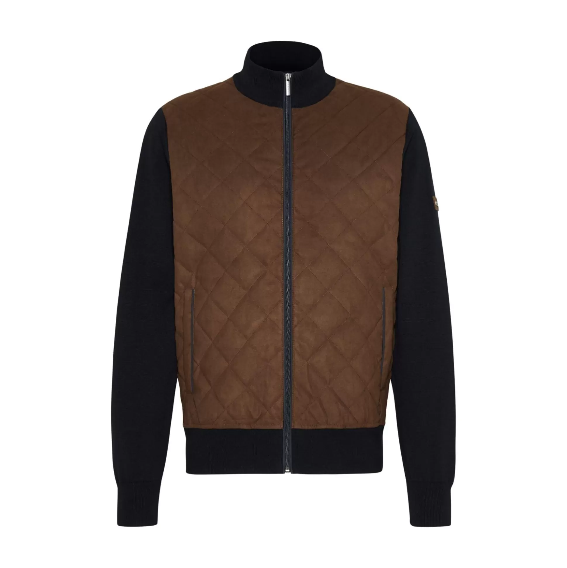 Shop Henry Bucks BUGATTI Front Zip Quilt Jacket BROWN/NAVY REG