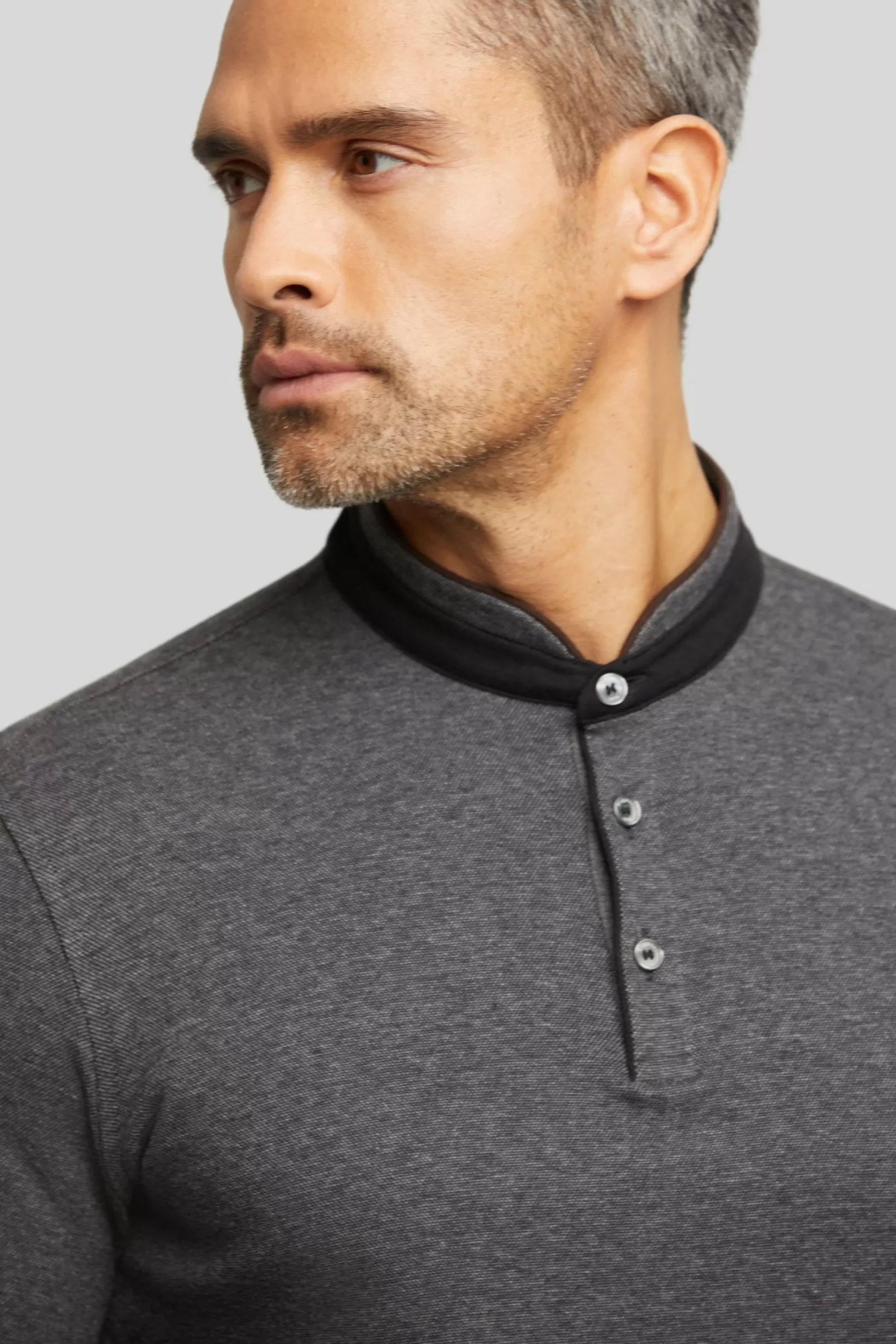 New Henry Bucks BUGATTI Mens Long Sleeve Polo DARK GREY