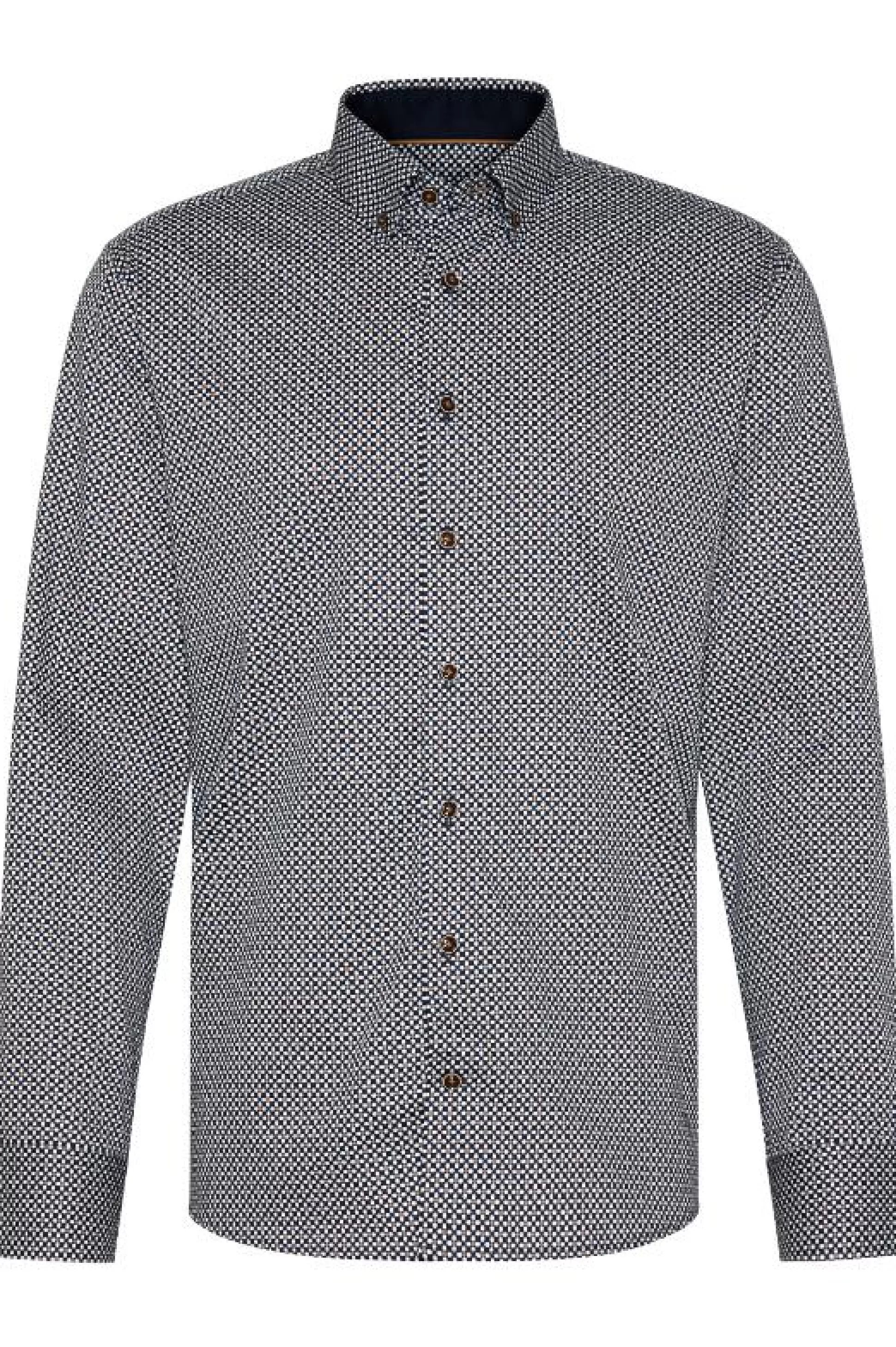 Clearance Henry Bucks BUGATTI Men's Printed Long Sleeve Shirt CHARCOAL/GREY