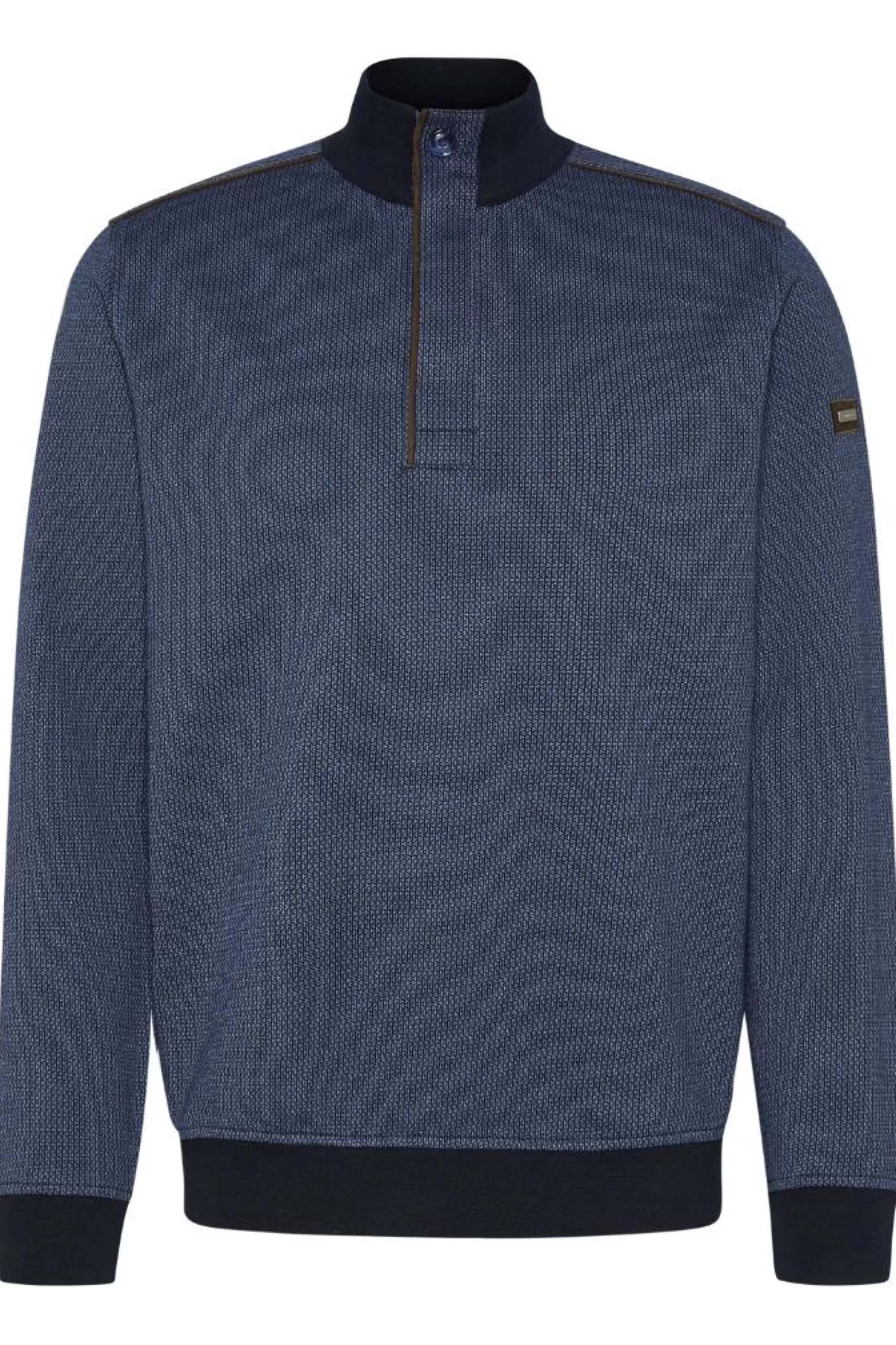 Store Henry Bucks BUGATTI Men's Rib Neck Long Sleeve Jumper DUSTY NAVY