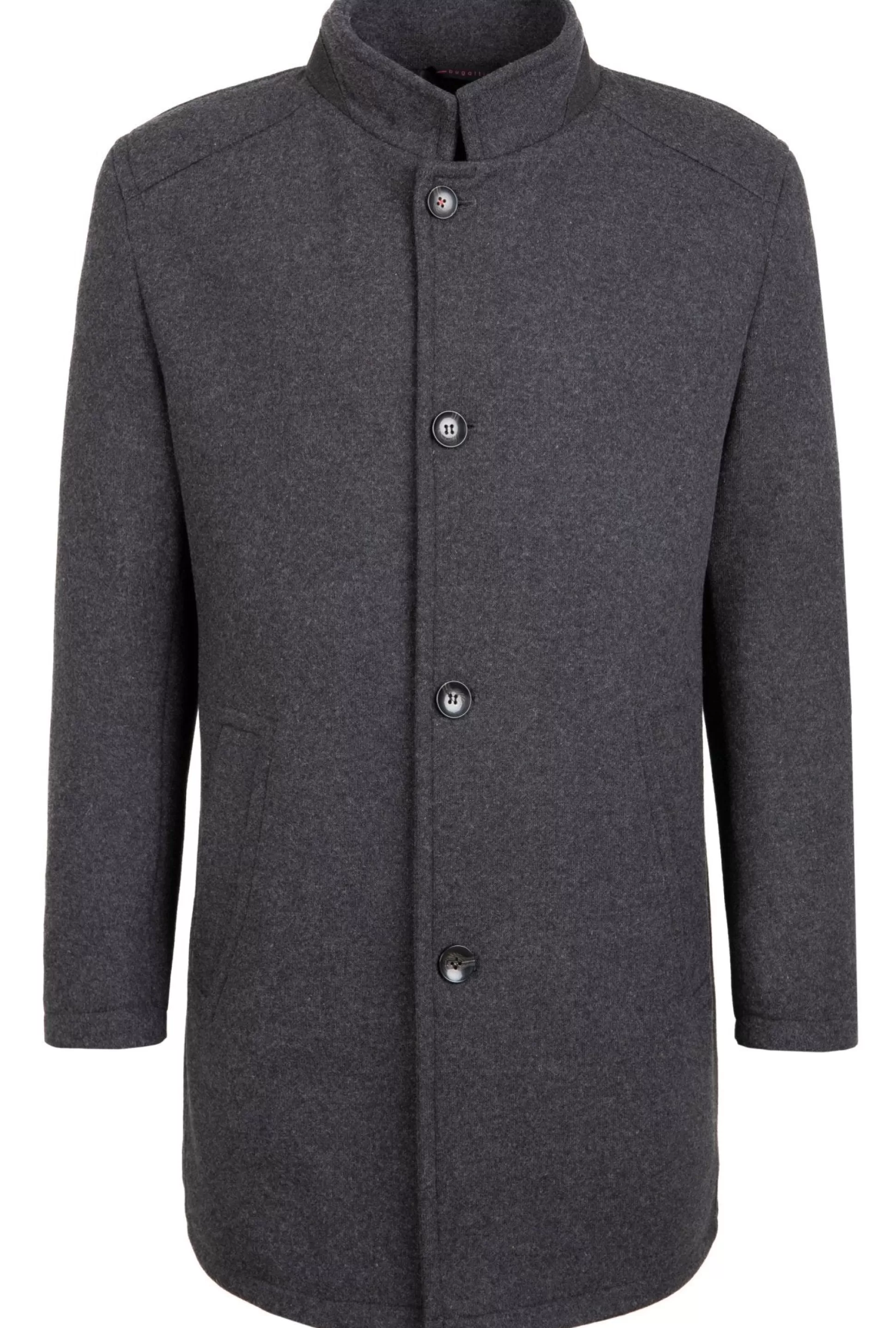 Flash Sale Henry Bucks BUGATTI MENS Wool Coat With Band Collar CHARCOAL