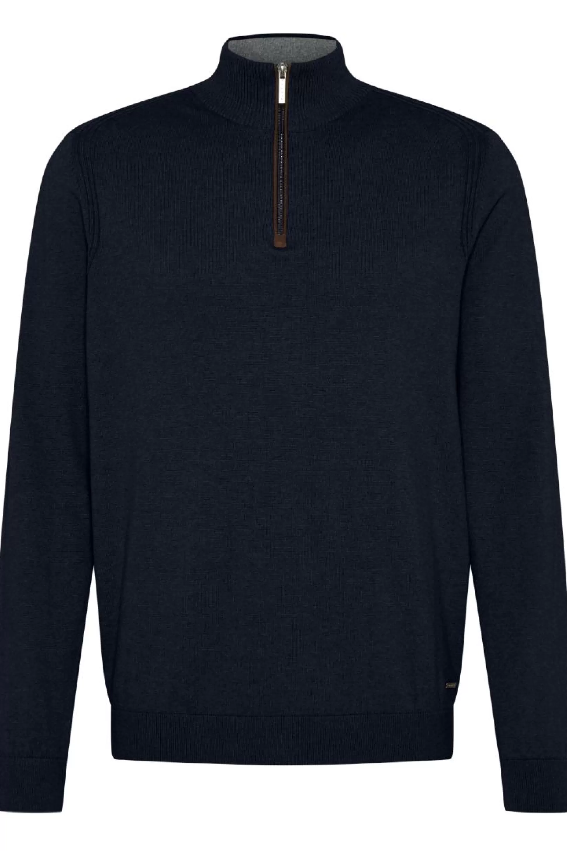 Discount Henry Bucks BUGATTI Quarter Zip Long Sleeve Jumper DARK NAVY REG