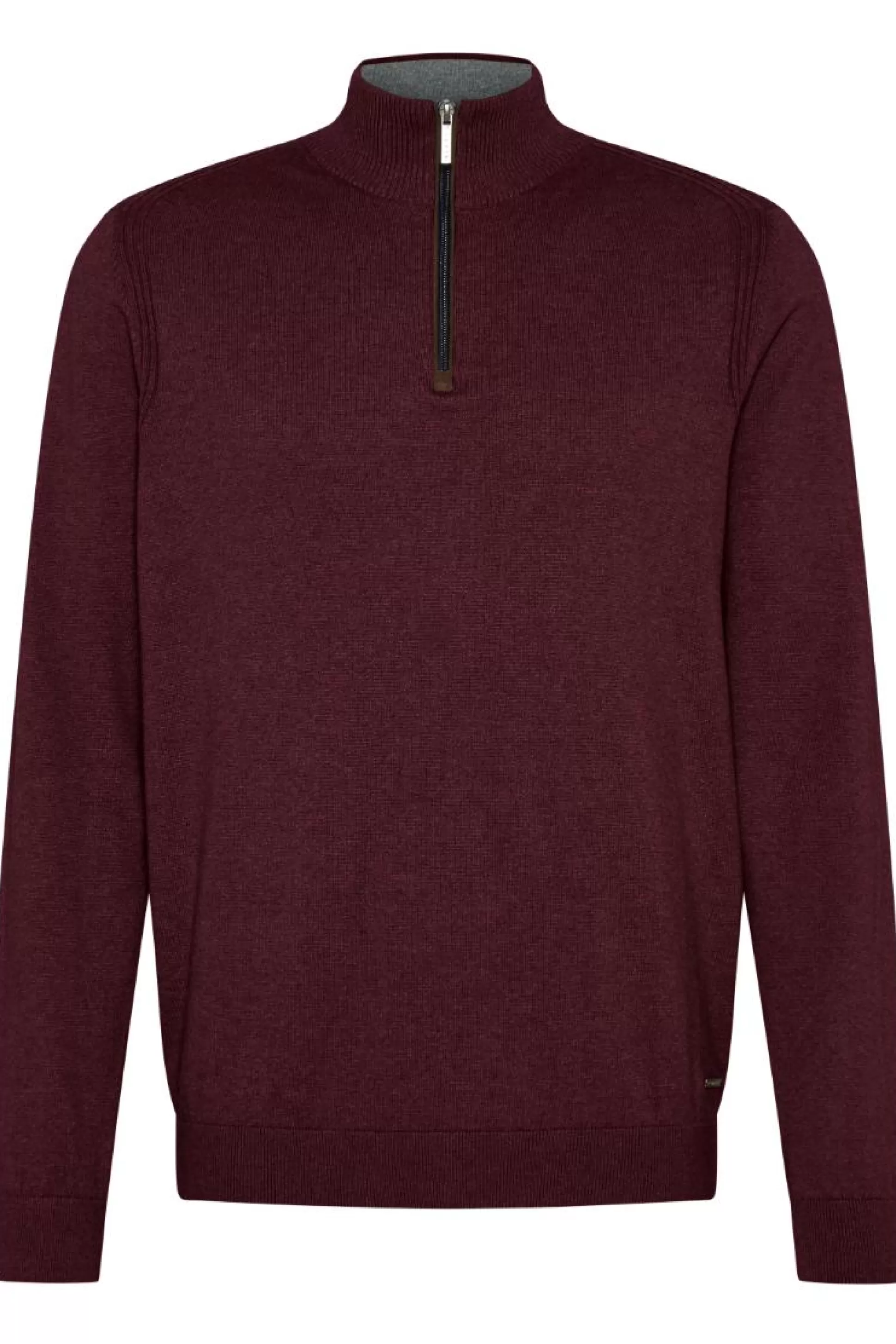 Cheap Henry Bucks BUGATTI Quarter Zip Long Sleeve Jumper DARK RED REG