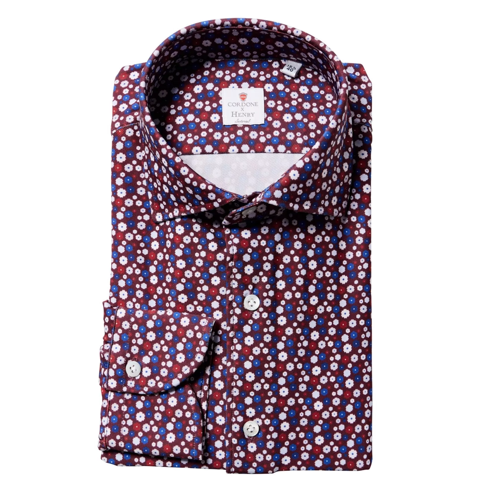 Outlet Henry Bucks CORDONE Circles Printed Shirt Double Cuff Classic Fit BLUE/RED/WHITE BLUE/RED/WHITE DC- CLASSIC FIT