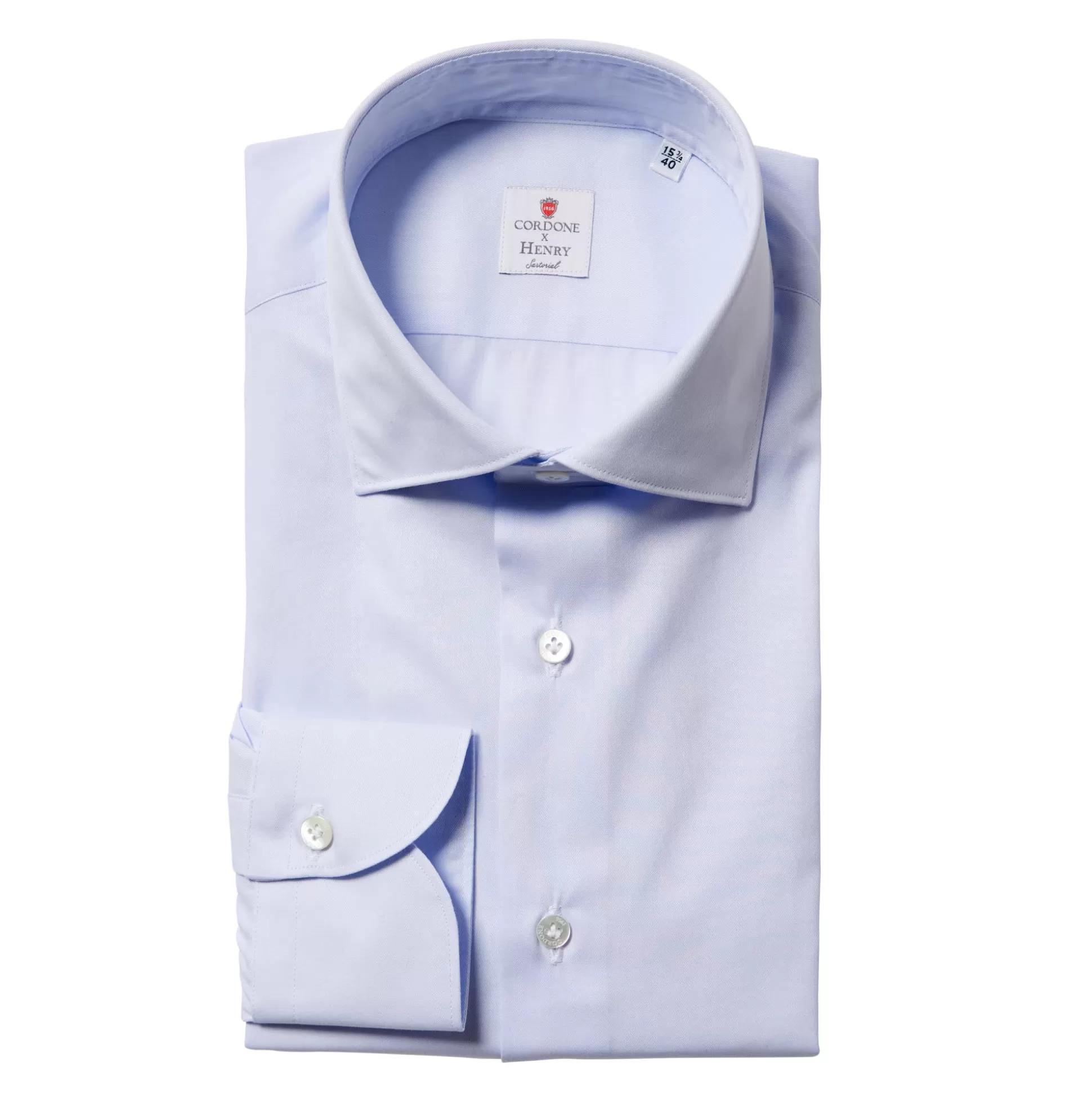 Fashion Henry Bucks CORDONE Cotton Long Sleeve Single Cuff Shirt LIGHT BLUE LIGHT BLUE SC