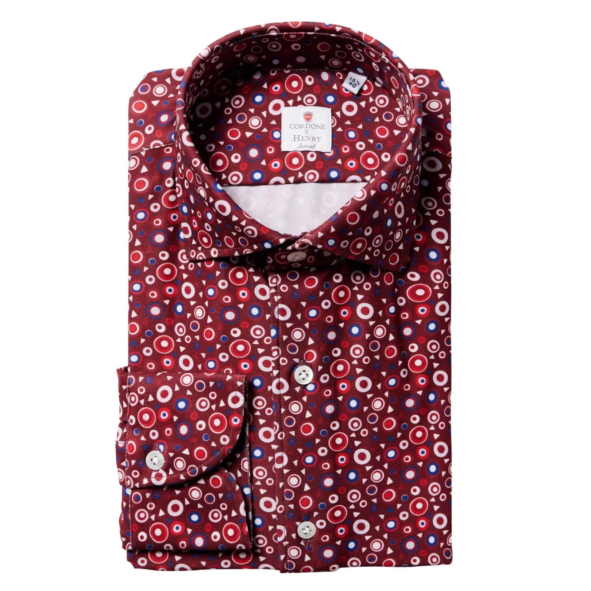 Online Henry Bucks CORDONE Flower Printed Shirt Single Cuff Classic Fit RED/WHITE/BLUE RED/WHITE/BLUE SC-CLASSIC FIT