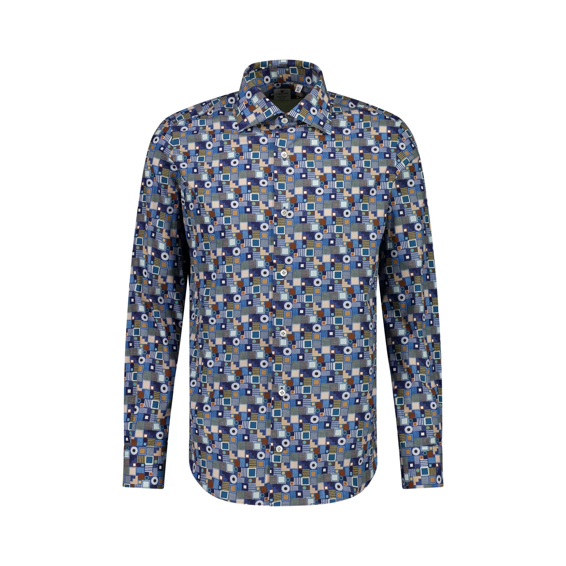Discount Henry Bucks Cordone Flowerwear Style Shirt In BLUE PRINT MEDIUM BLUE/NAVY/LIGHTBLUE