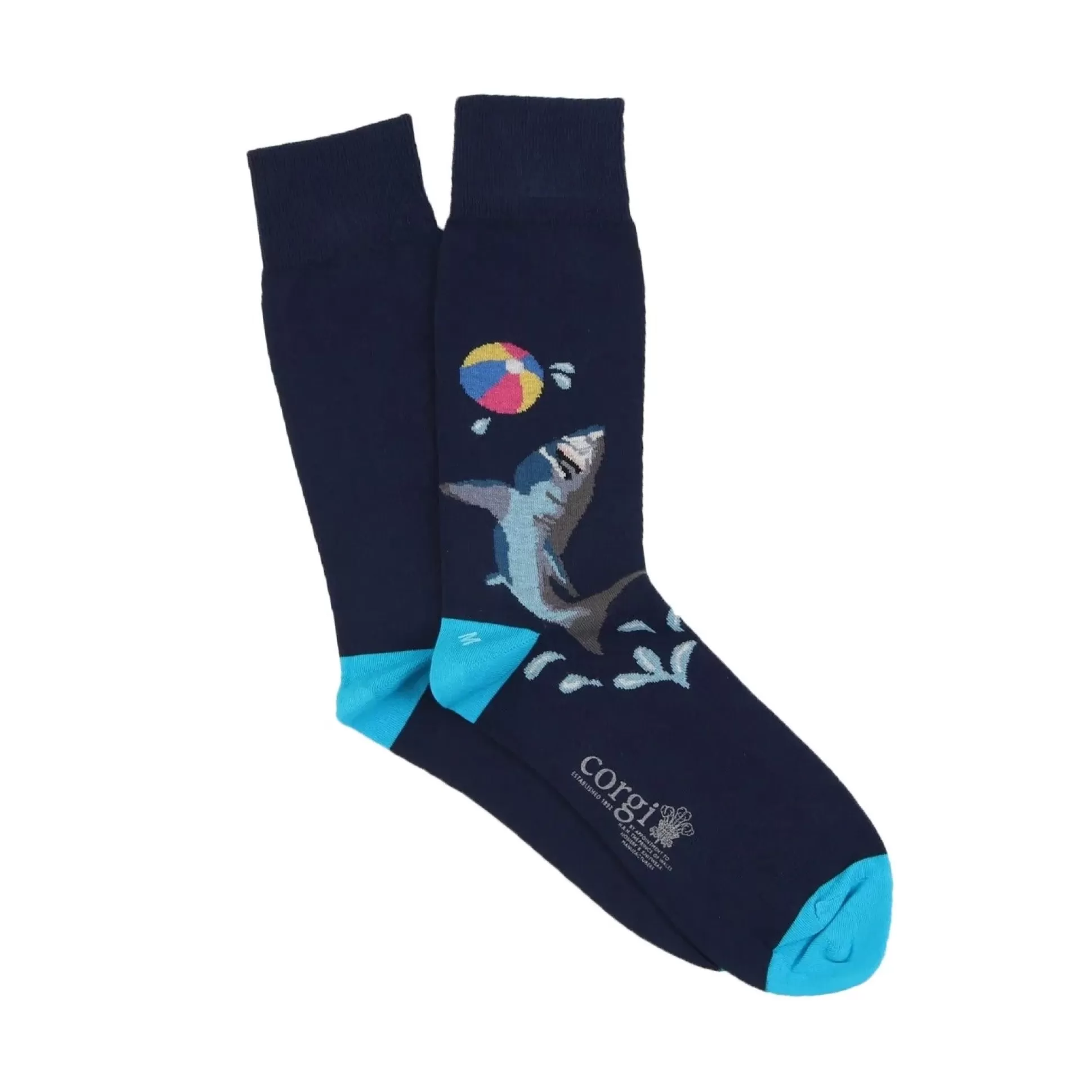 Best Henry Bucks CORGI Beach Playful Shark Cotton Socks BLUE