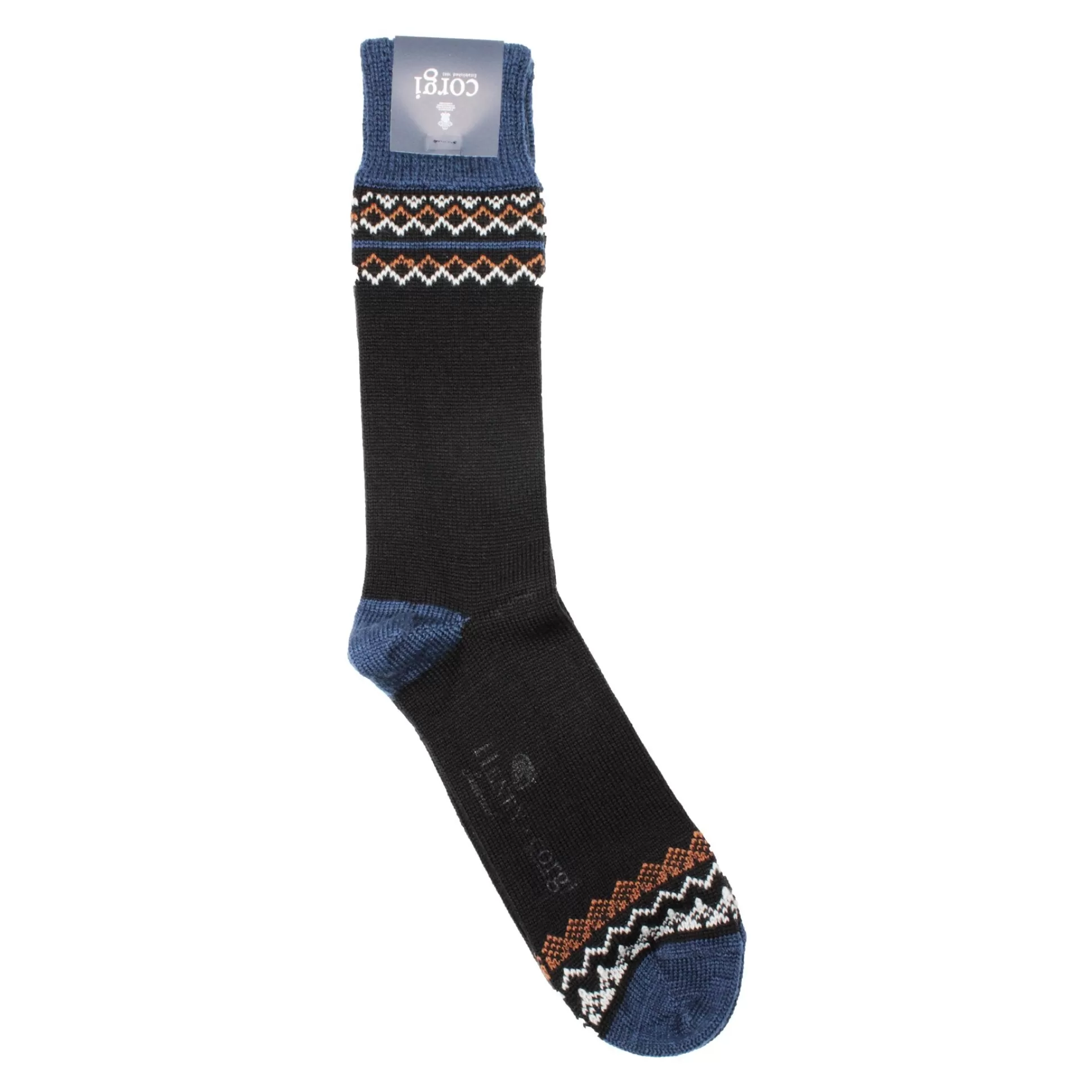 Shop Henry Bucks CORGI Washable Wool Socks BLACK/BLUE