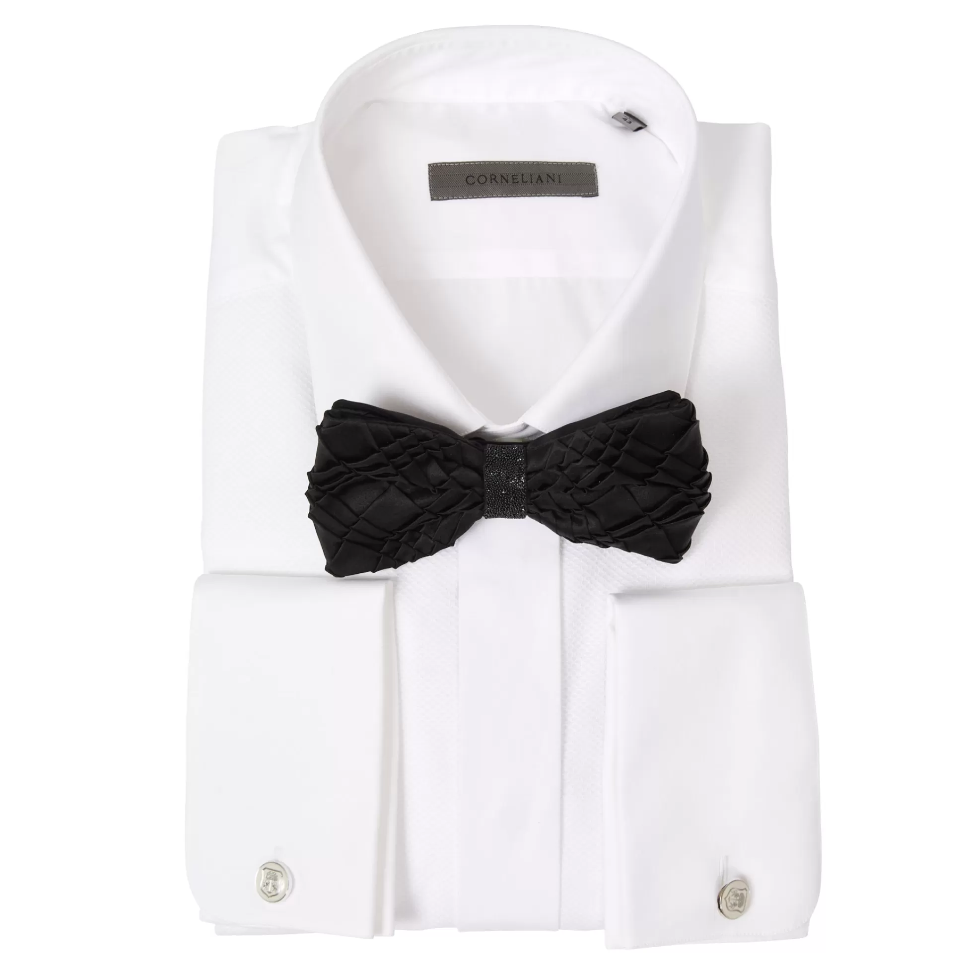 Hot Henry Bucks CORNELIANI Ceremonia Waffle Texture Dress Shirt WHITE