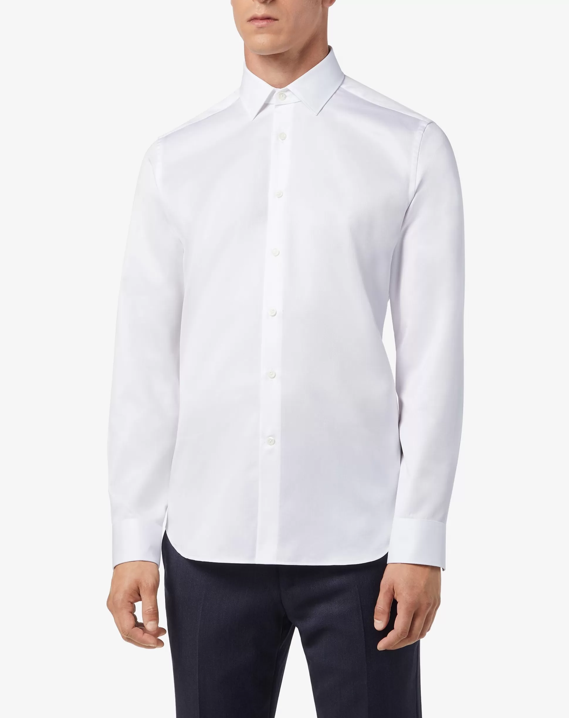 Store Henry Bucks CORNELIANI Cotton Fine Twill Shirt WHITE