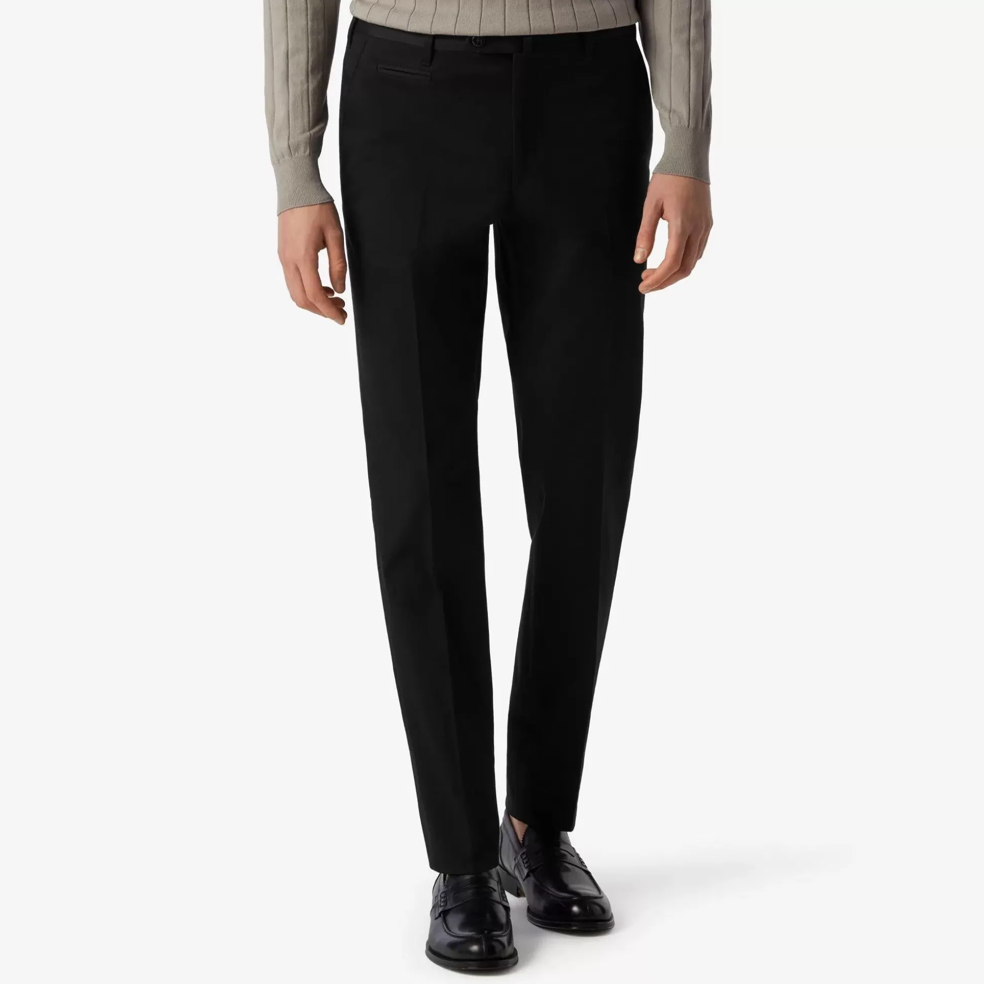 Cheap Henry Bucks CORNELIANI Full Fit Stretch Cotton Trousers BLACK