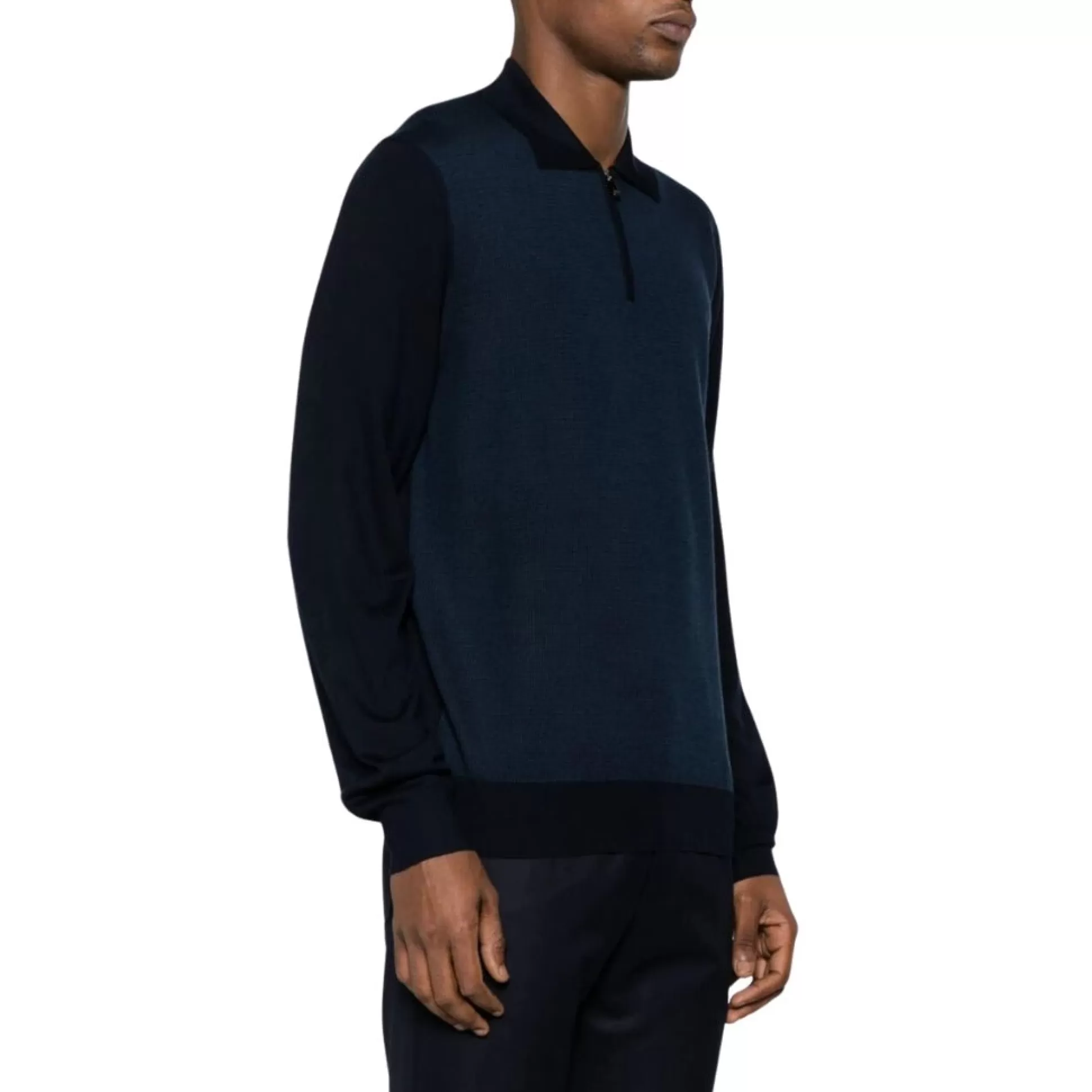 Store Henry Bucks CORNELIANI Merino Zip Knit NAVY BLUE