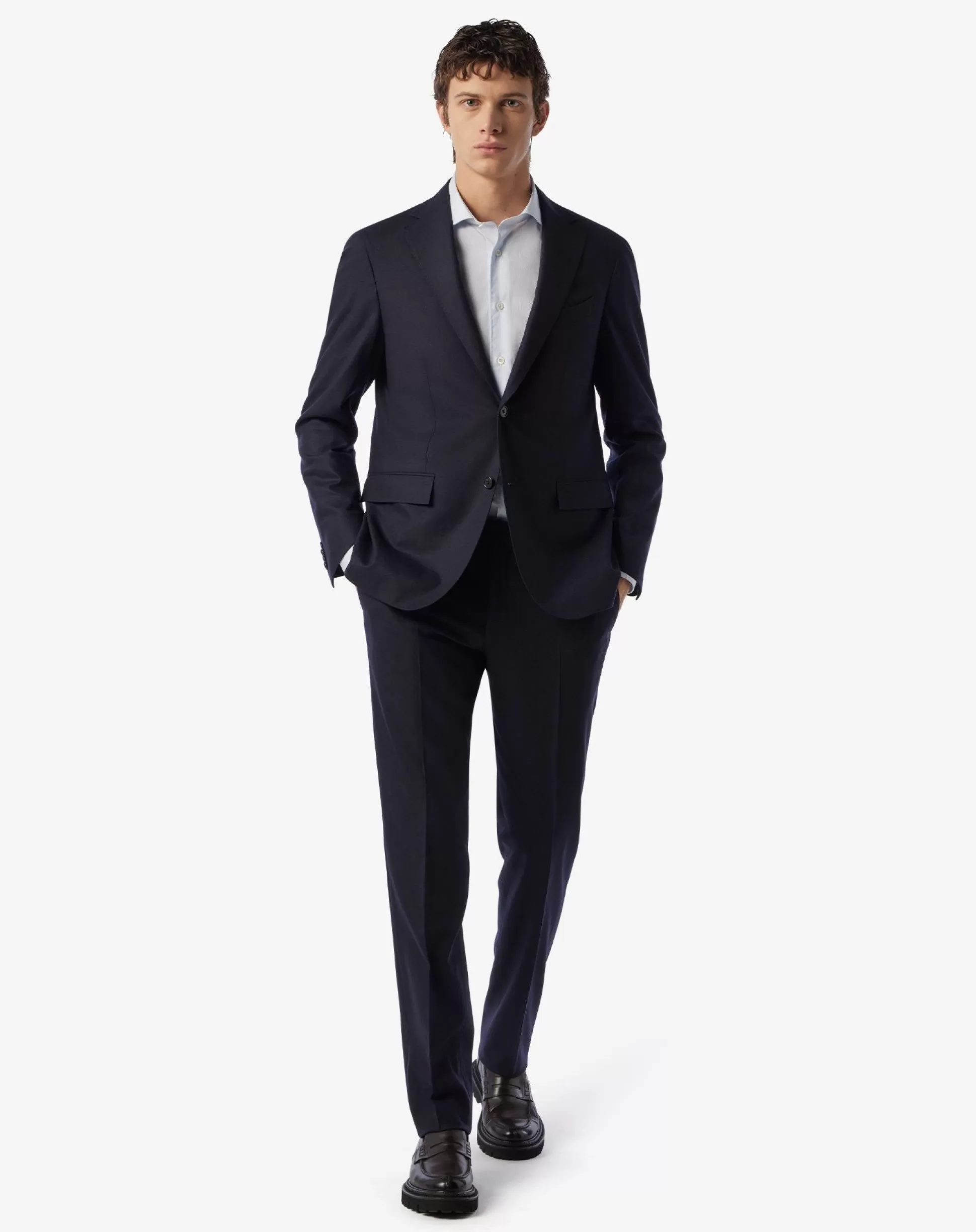 Store Henry Bucks CORNELIANI Micro Stripe Leader Suit NAVY