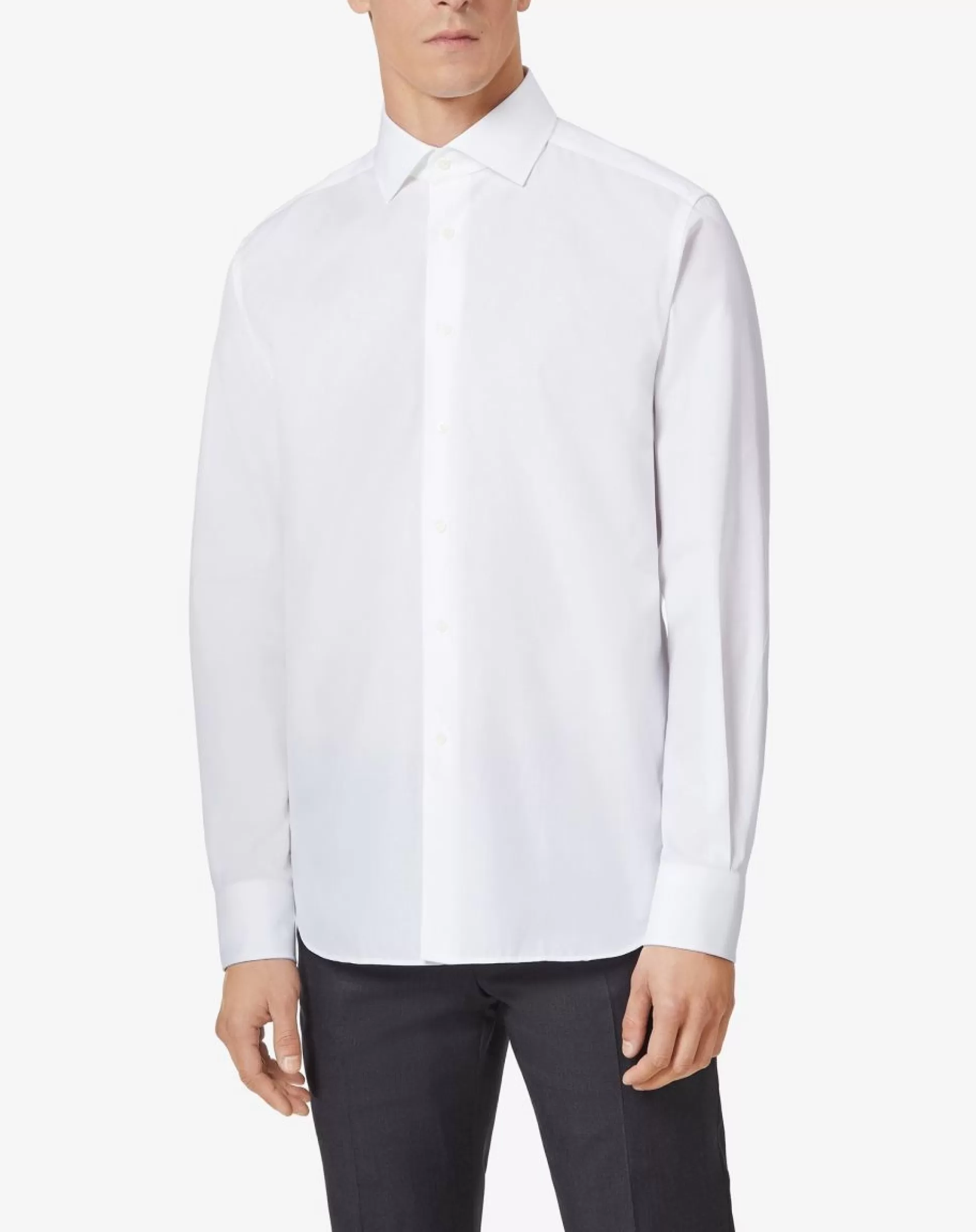 New Henry Bucks Corneliani Oxford Shirt In WHITE