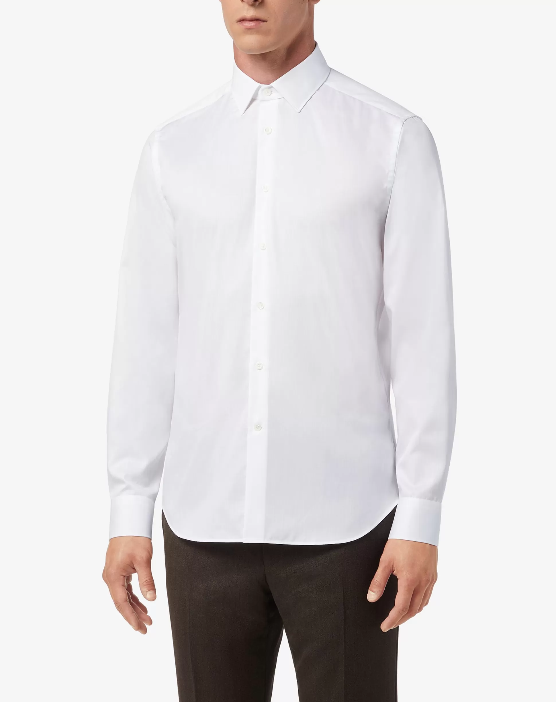 Best Sale Henry Bucks CORNELIANI Wrinkle Free Twill Shirt WHITE