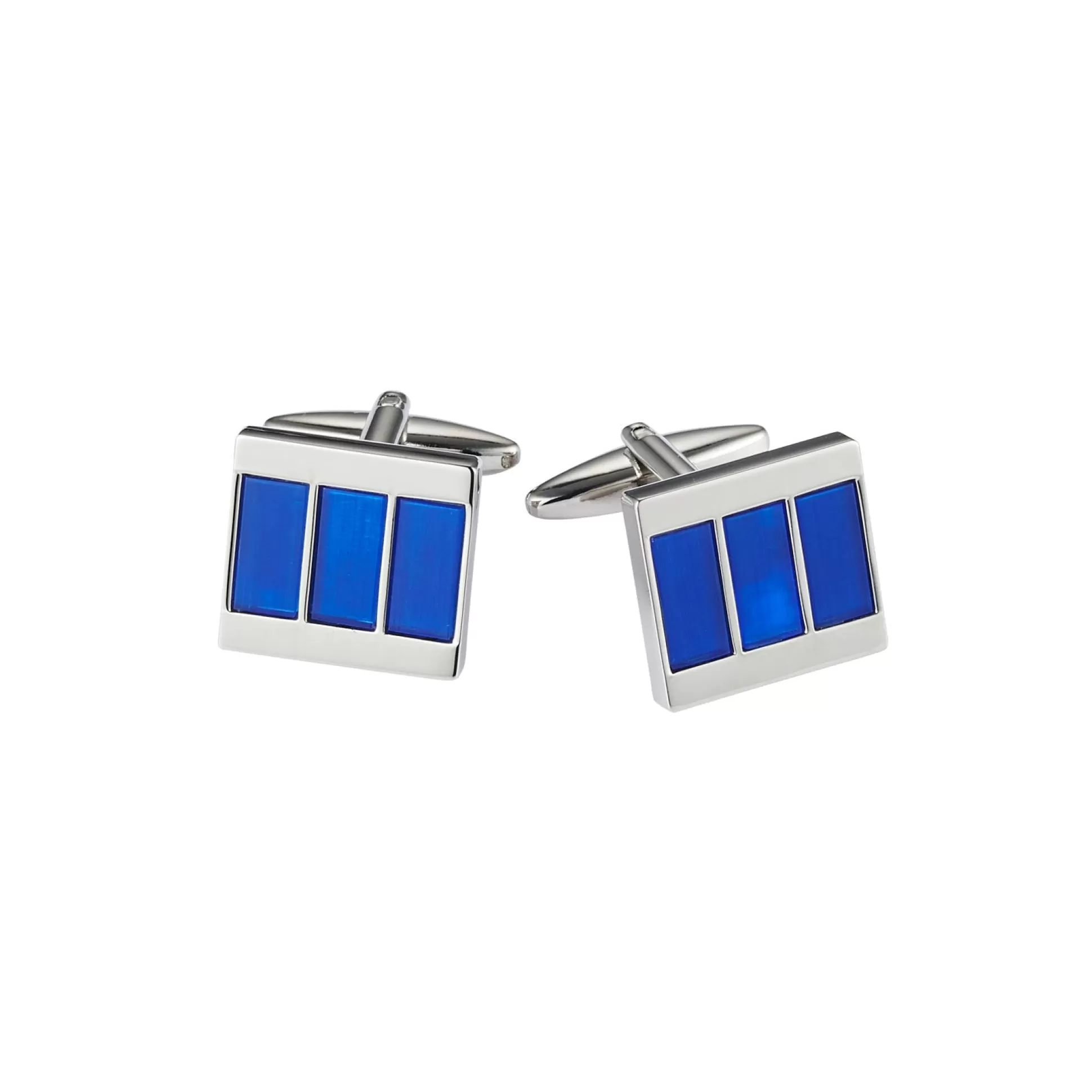 Cheap Henry Bucks CUDWORTH Rhodium Plated Cufflinks COBALT -