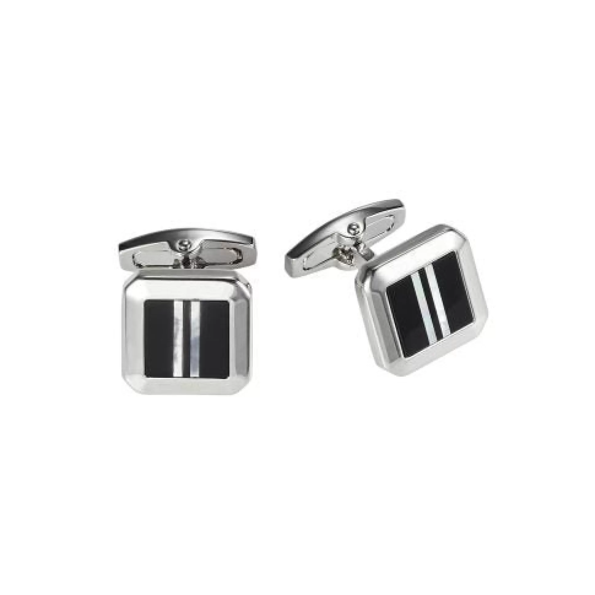 Best Sale Henry Bucks CUDWORTH Rhodium/Onyx/Mother Of Pearl Plated Cufflinks -