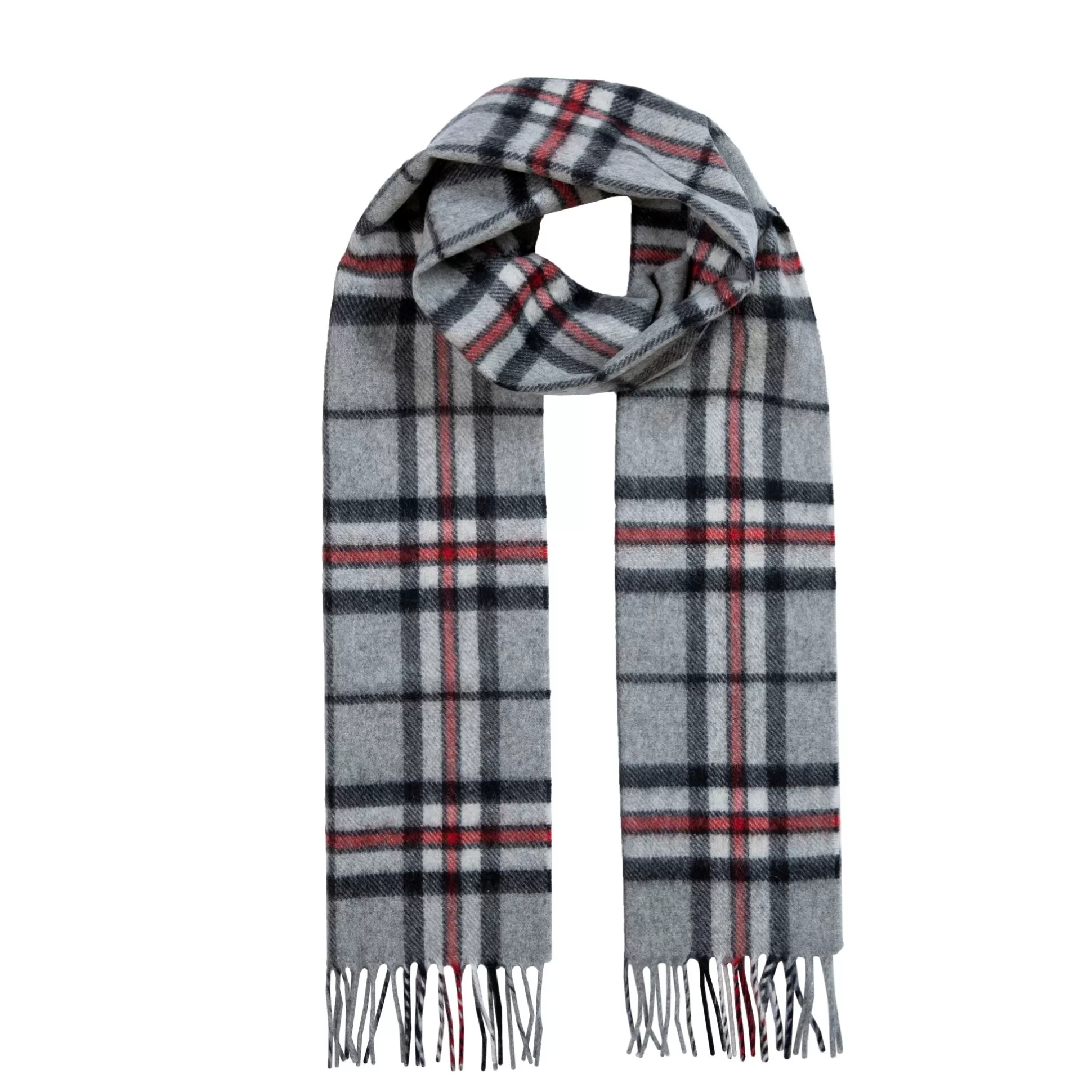 Store Henry Bucks DENTS Cashmere Check Scarf SILVER