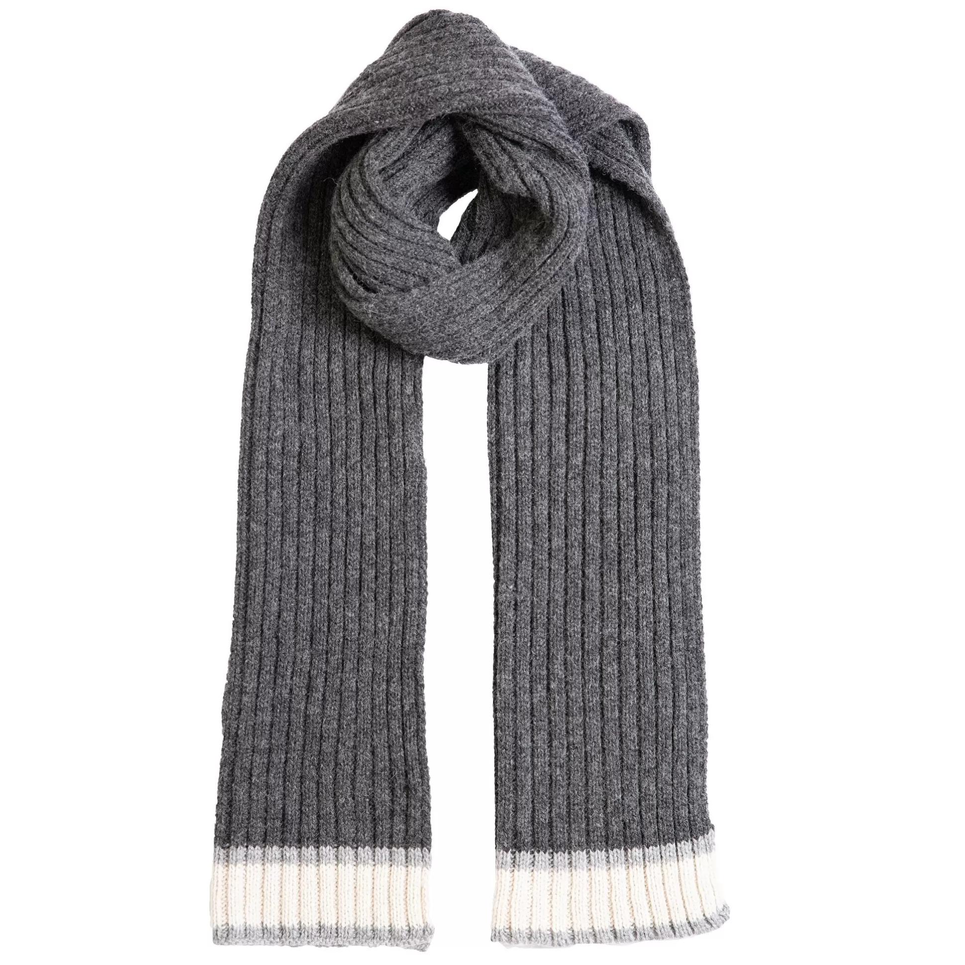 Discount Henry Bucks DENTS Stripe Knitted Scarf CHARCOAL/GREY