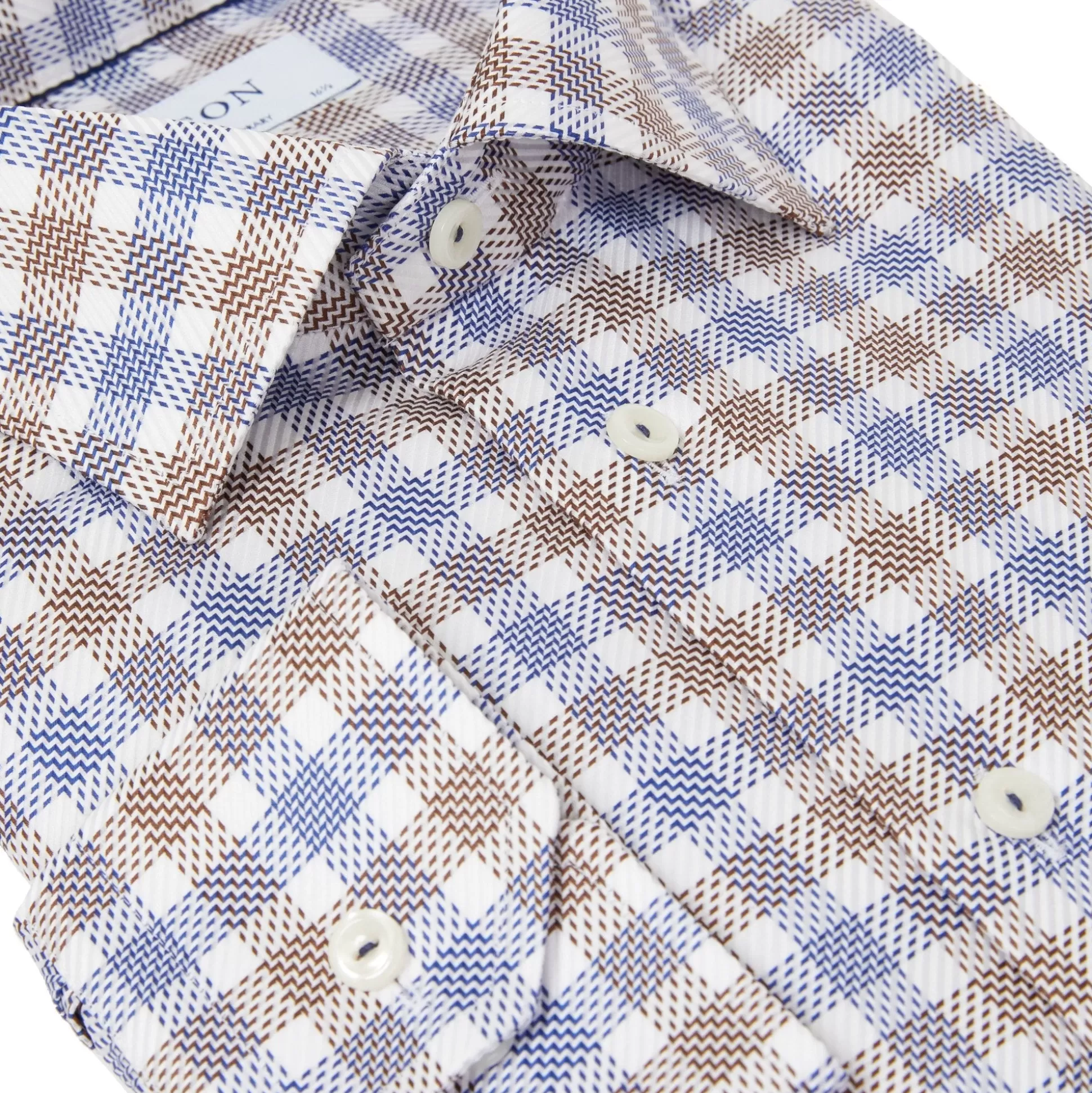 Hot Henry Bucks ETON CHECK KING TWILL SHIRT BLUE/BROWN