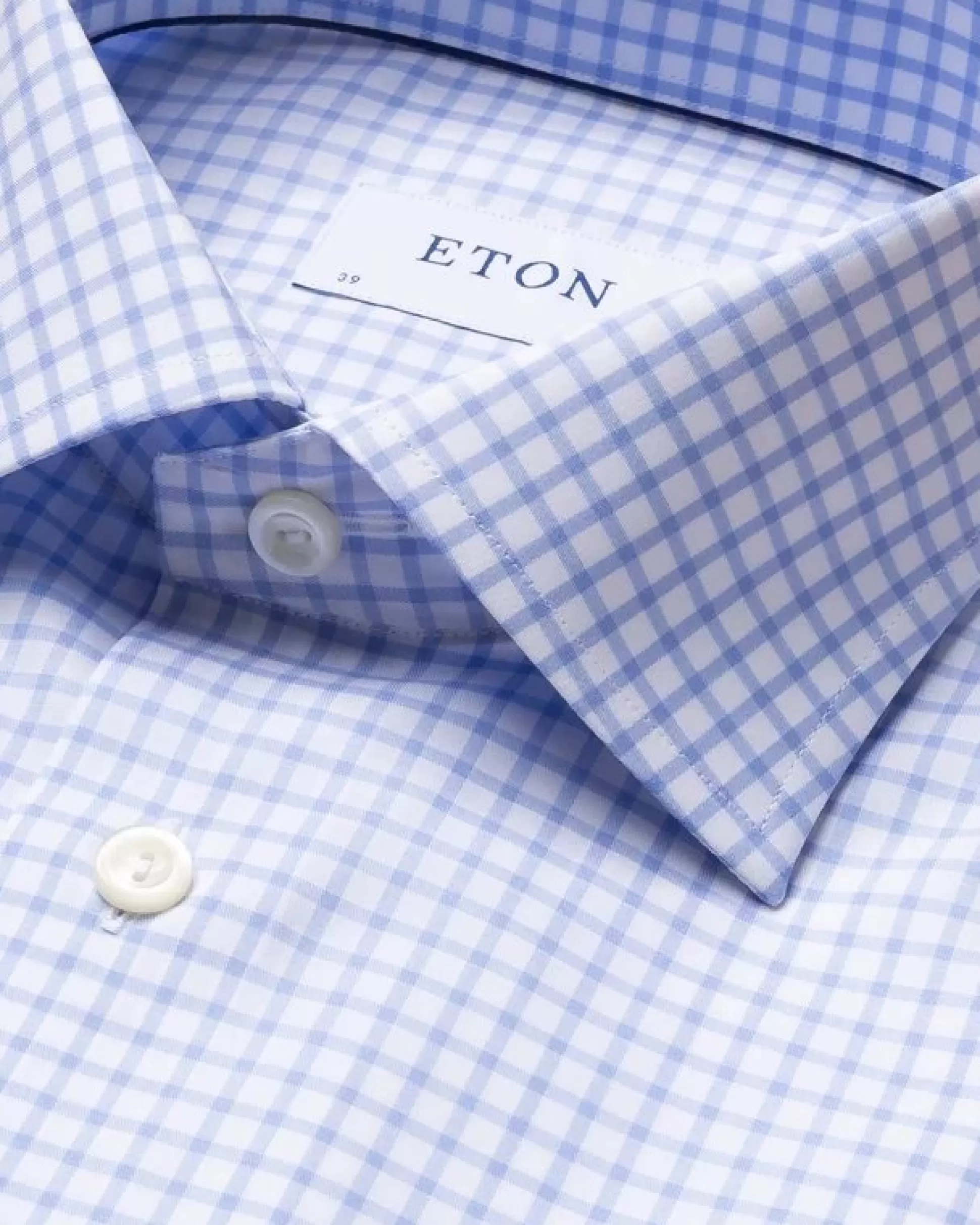 Fashion Henry Bucks ETON Check Print Shirt SC-Contemporary Fit LIGHT BLUE LIGHT BLUE SC-CONTEMPORARY FIT