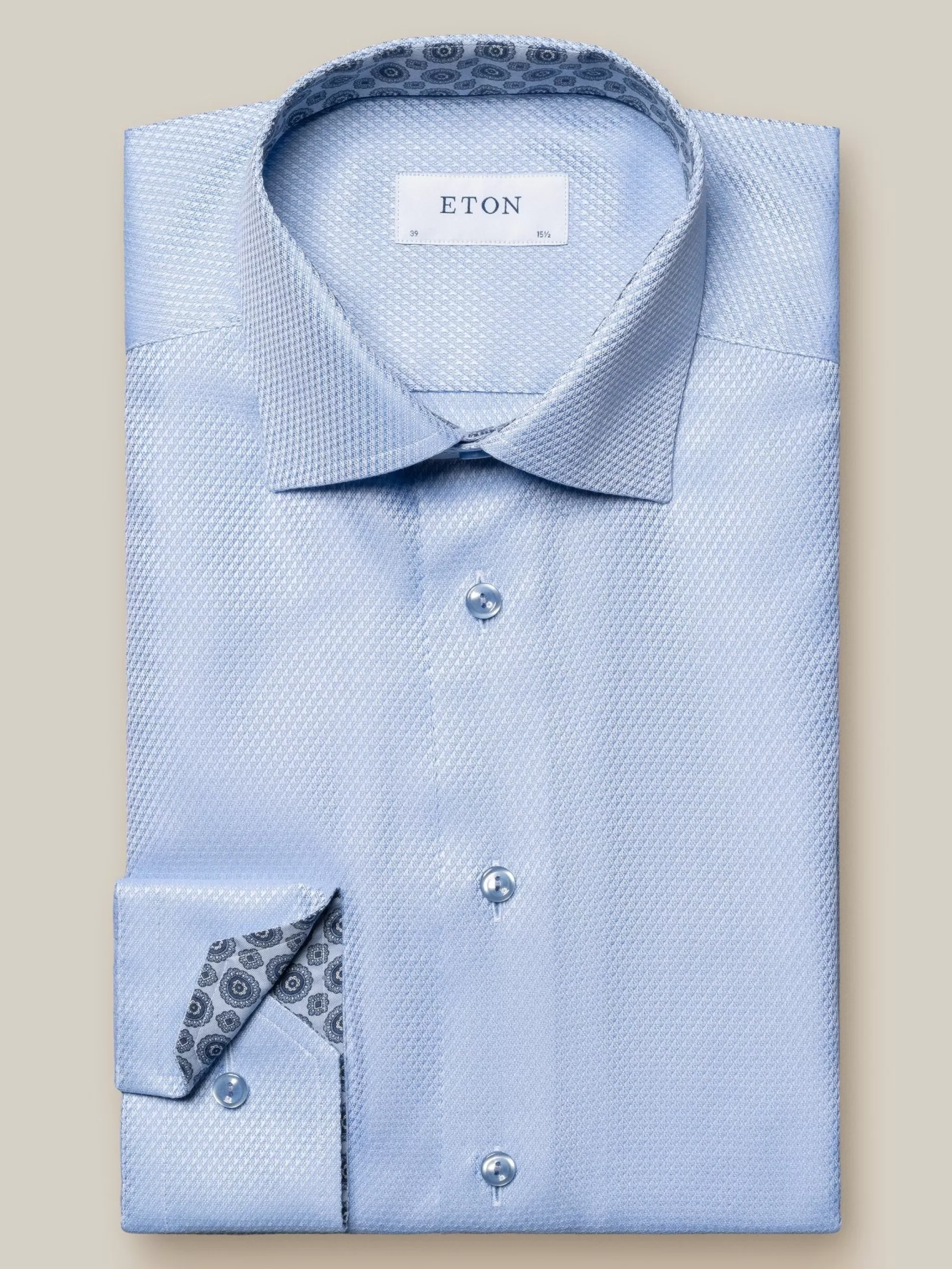 Discount Henry Bucks ETON Geometric Twill Long Sleeve Shirt Single Cuff Classic Fit LIGHT BLUE LIGHT BLUE SC-CLASSIC FIT