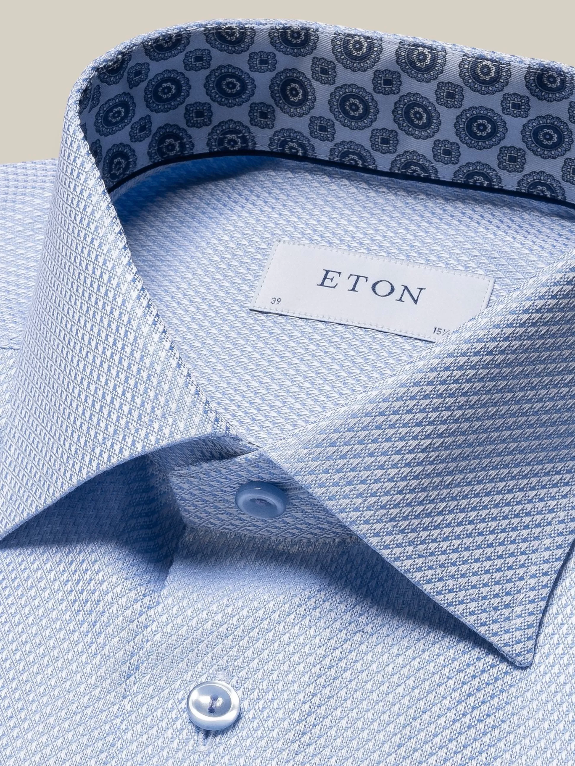 Discount Henry Bucks ETON Geometric Twill Long Sleeve Shirt Single Cuff Classic Fit LIGHT BLUE LIGHT BLUE SC-CLASSIC FIT
