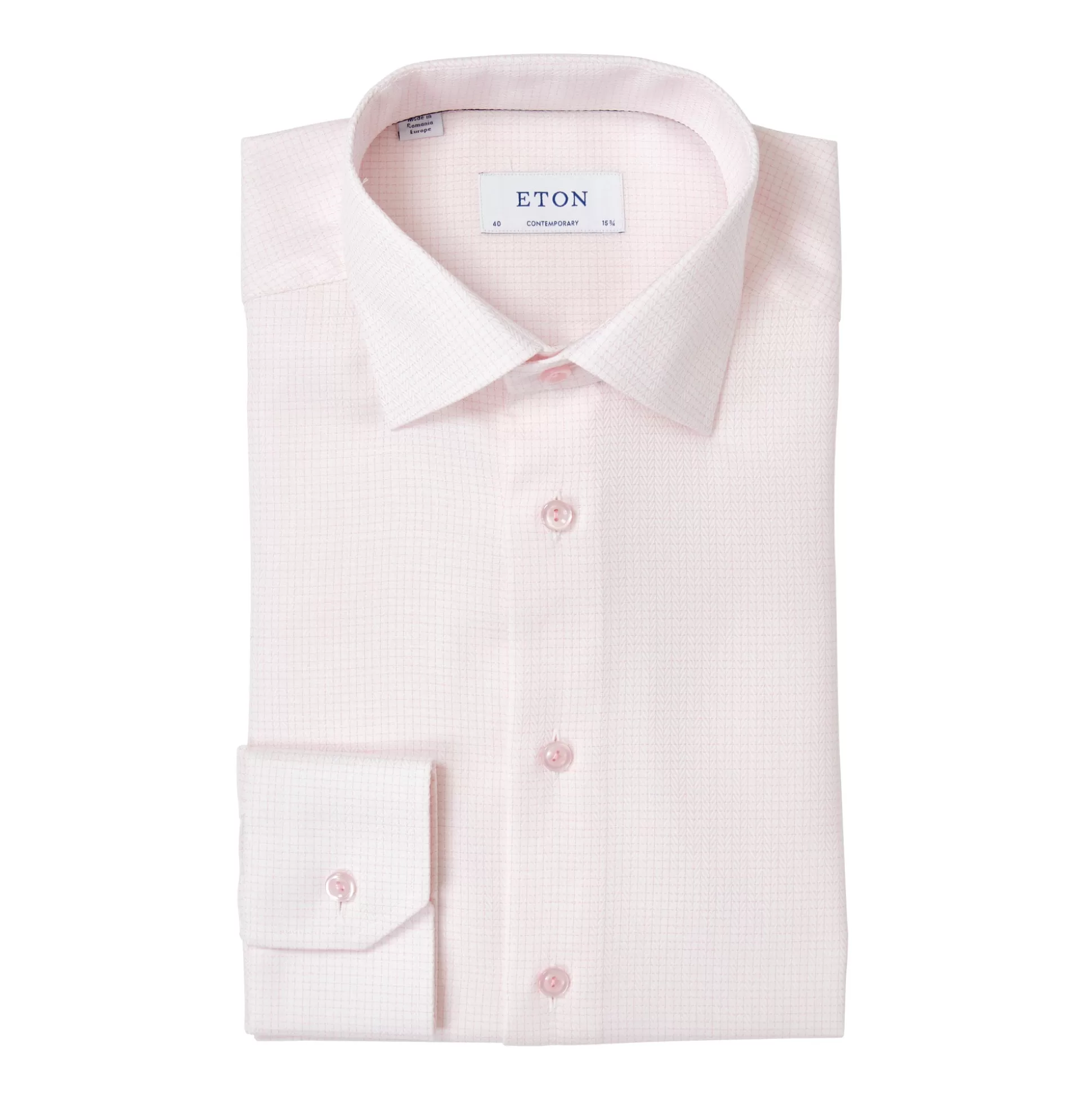 Clearance Henry Bucks ETON Herringbone Micro Check Shirt PINK