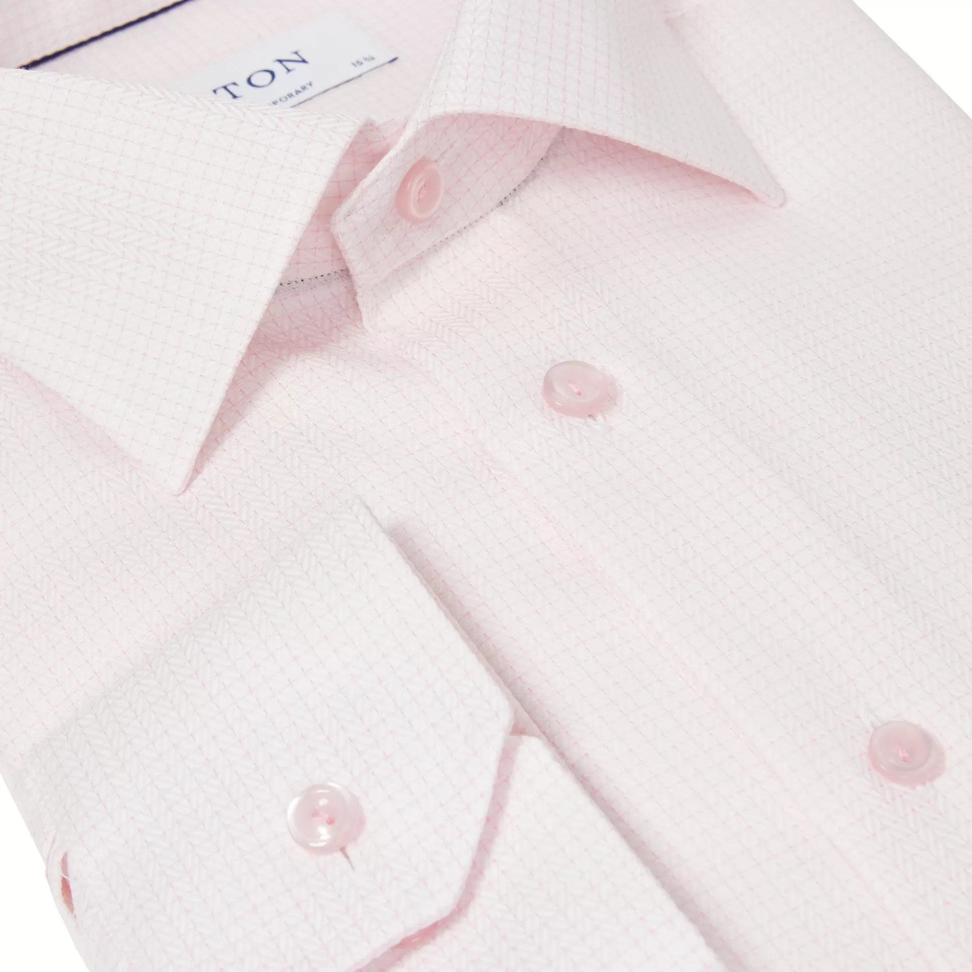 Clearance Henry Bucks ETON Herringbone Micro Check Shirt PINK