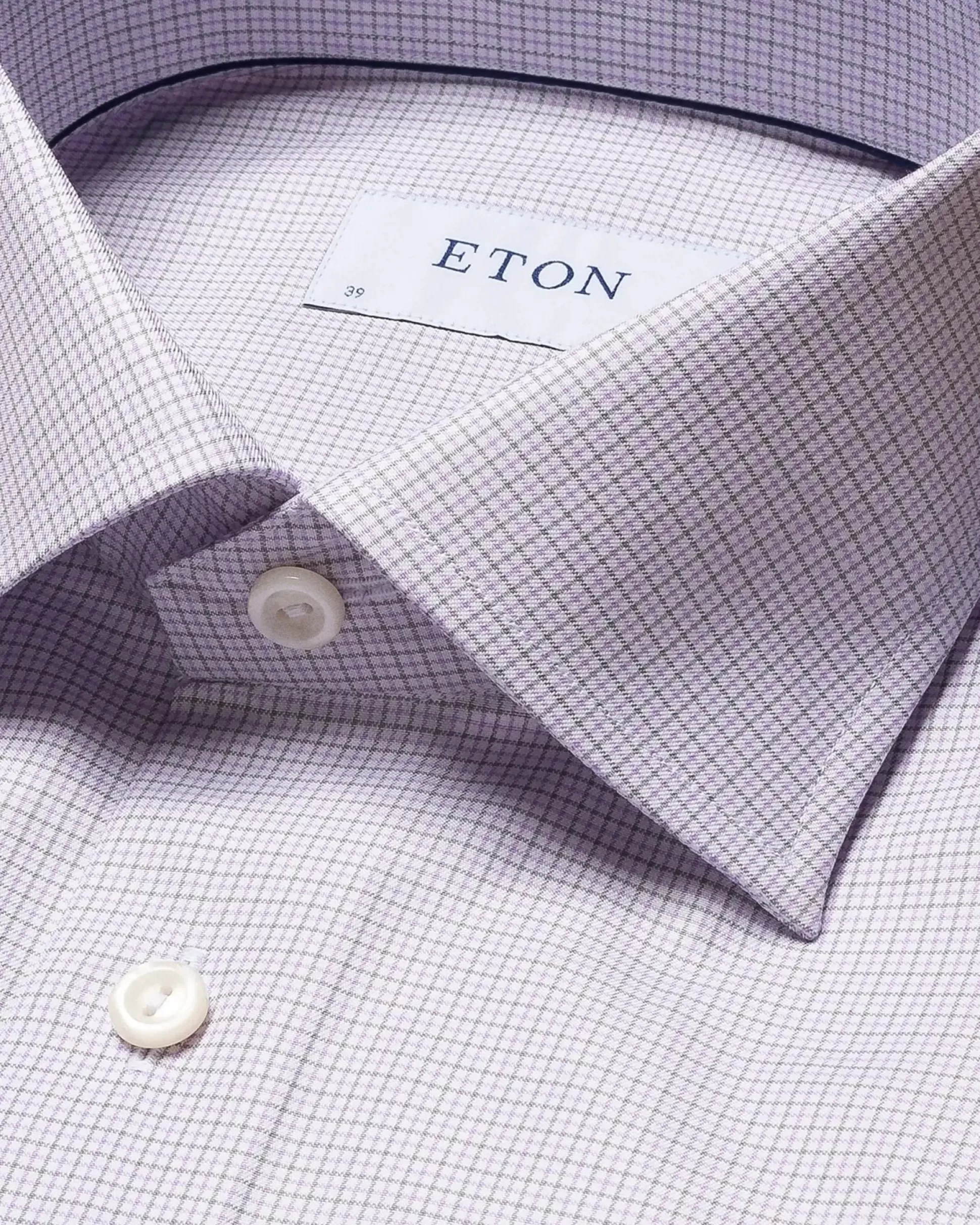 New Henry Bucks ETON Micro Checked Shirt MID PURPLE